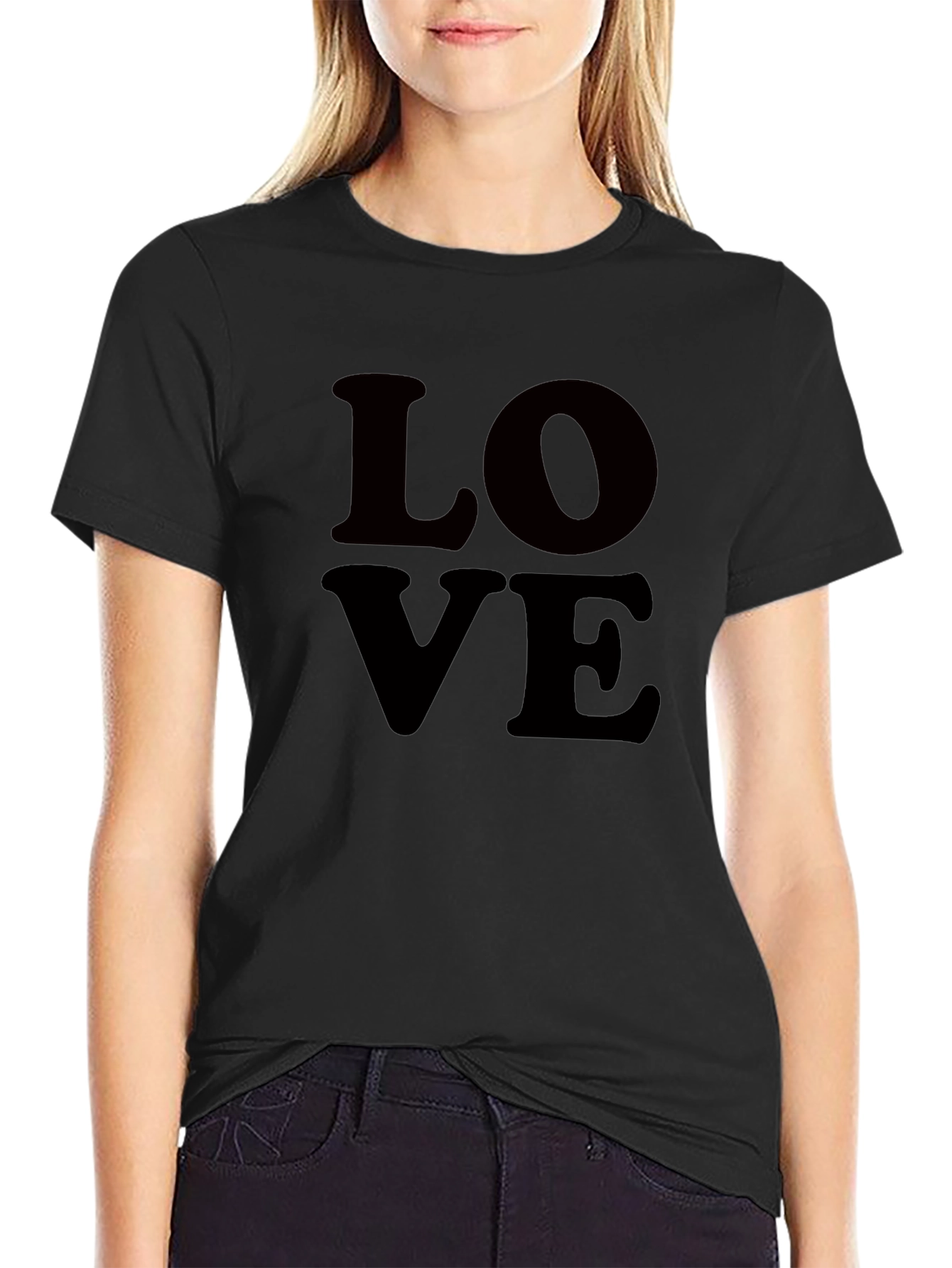 Black Love Graphic Tee - Classic Black Cotton T-Shirt view 2