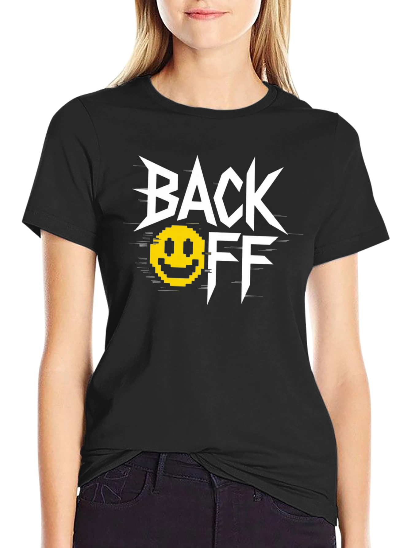 Black Back Off Graphic T-Shirt - Black Cotton Tee view 2