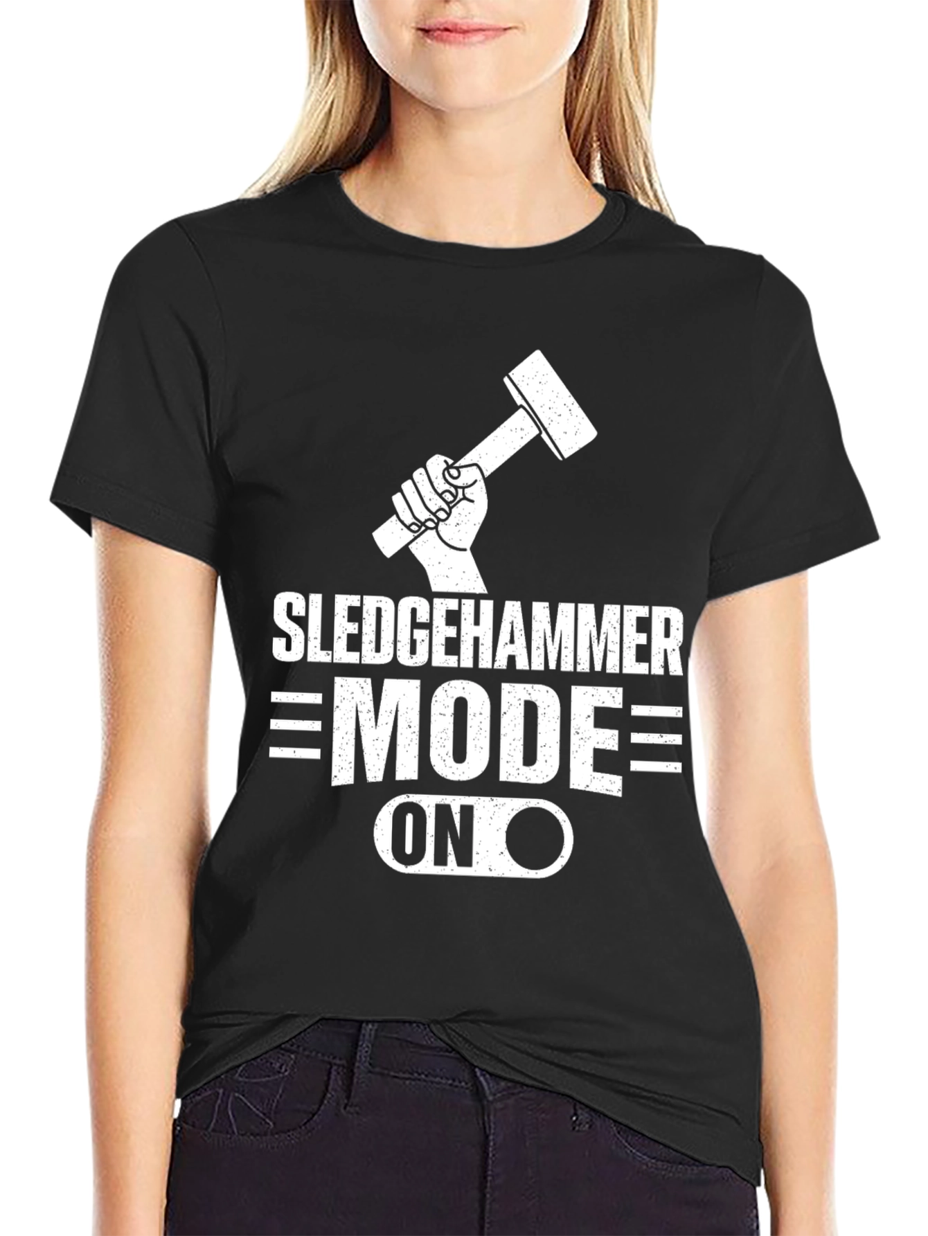 Black Sledgehammer Mode ON Black T-Shirt view 2