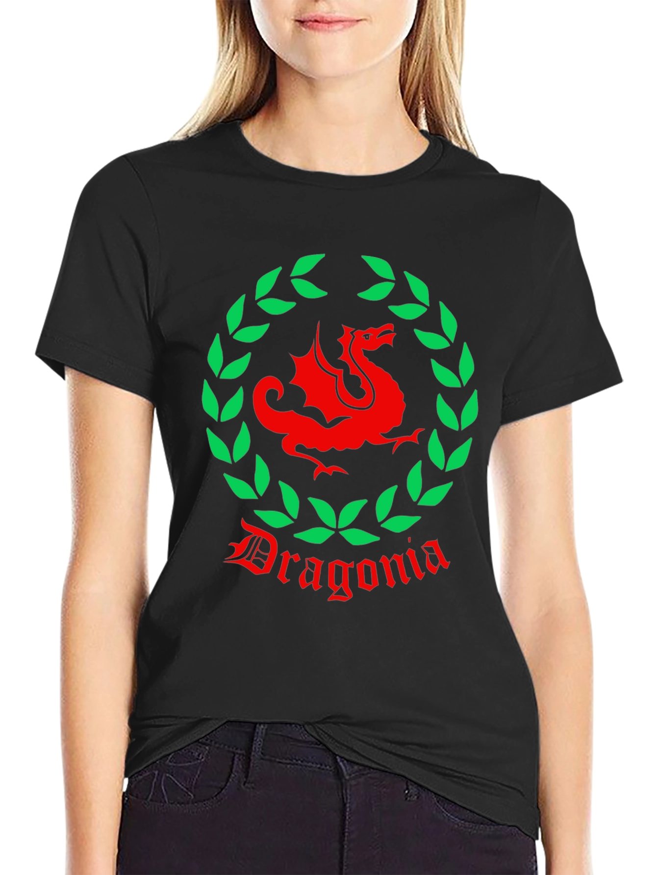 Black Dragonia T-Shirt - Dragon & Laurel Design view 2
