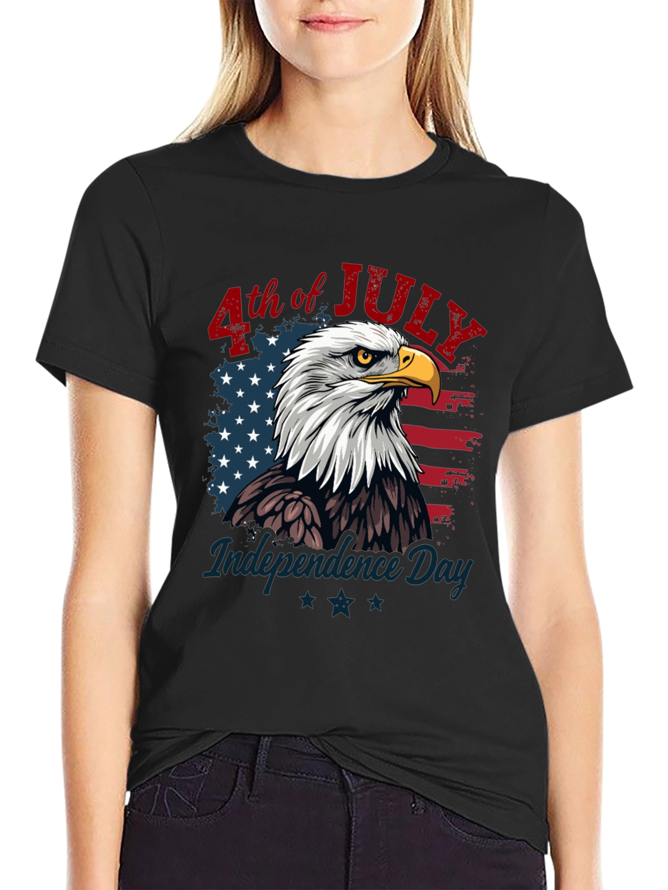 Black Patriotic Eagle T-Shirt - 4th of July Independence Day view 2