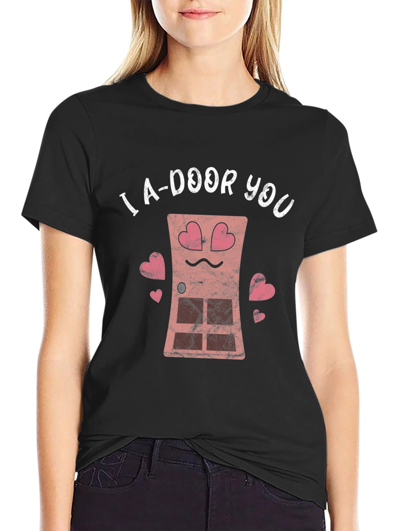 Black I A-Door You T-Shirt - Funny Valentine's Day Tee view 2
