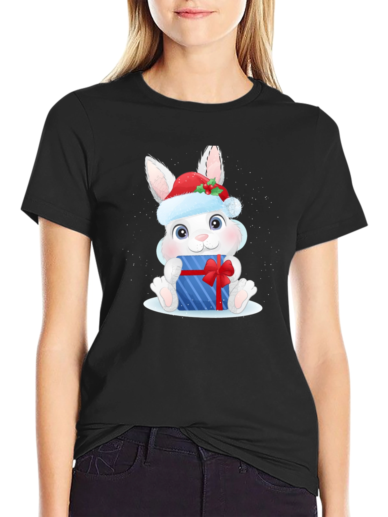 Black Festive Bunny T-Shirt view 2