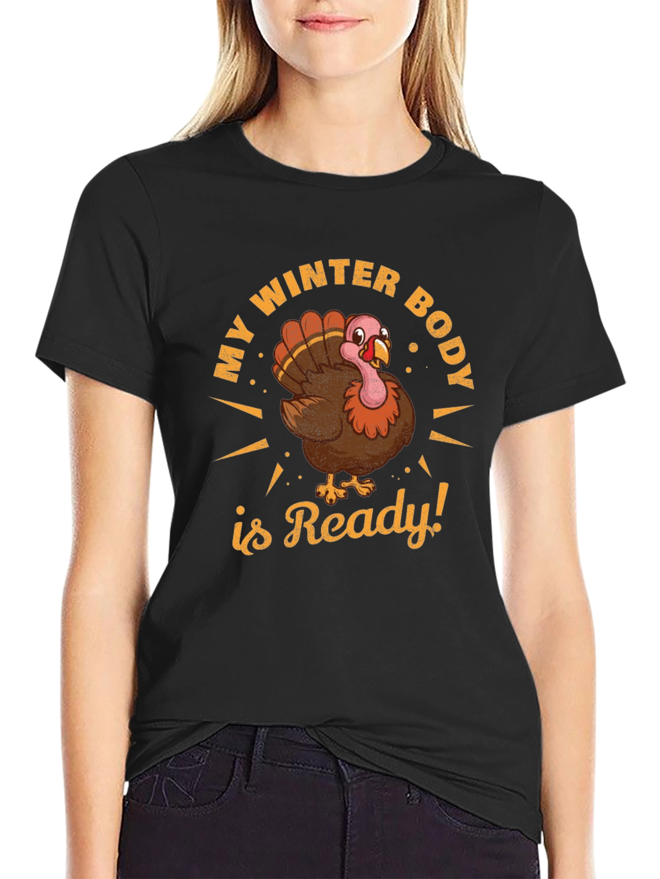 Black My Winter Body Is Ready Turkey T-Shirt view 2