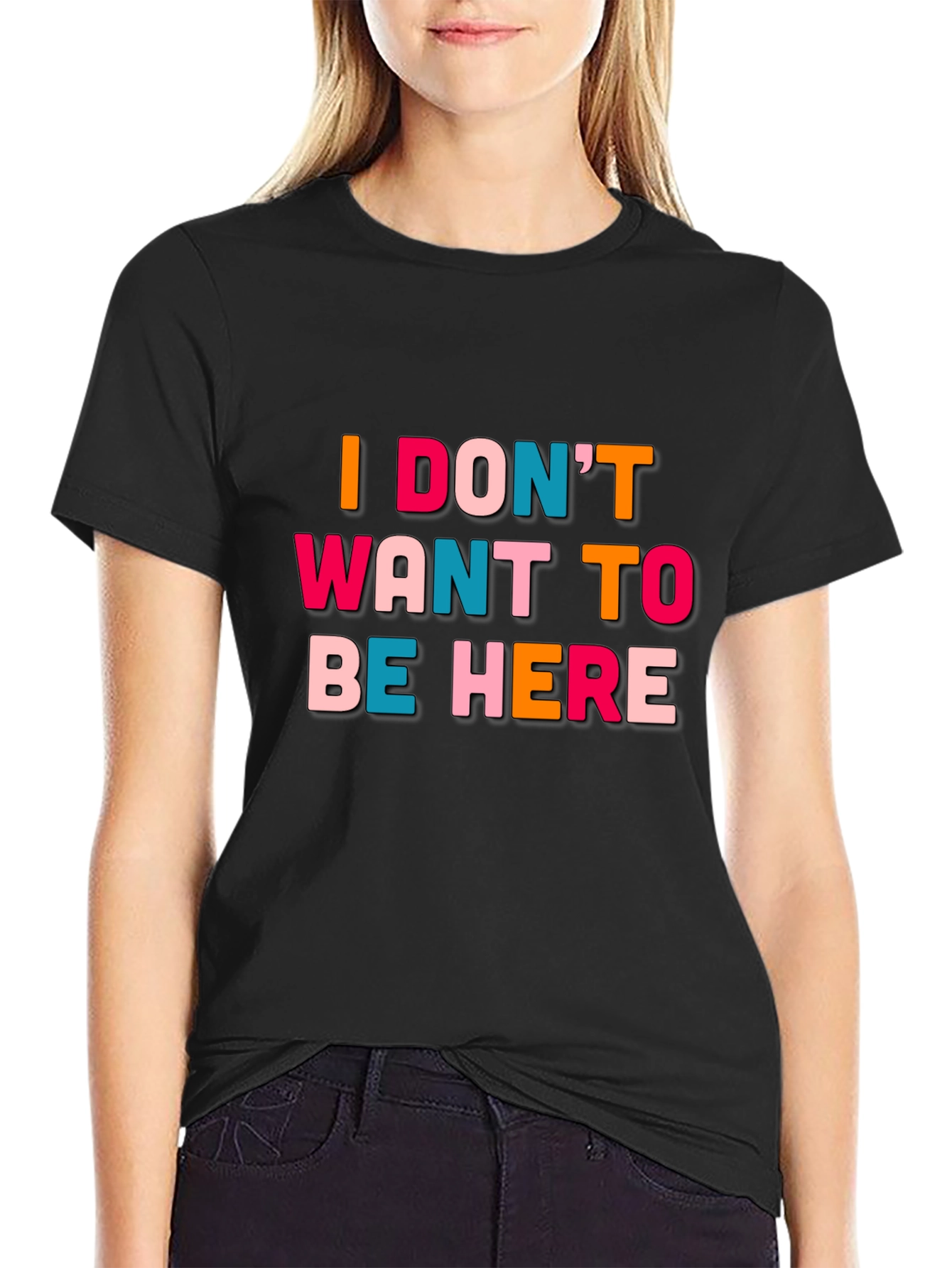 Black I Don't Want To Be Here Graphic Tee view 2
