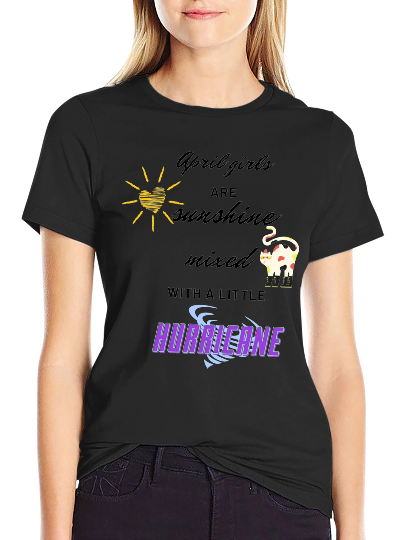 Black April Girls Sunshine Hurricane Graphic T-Shirt view 2