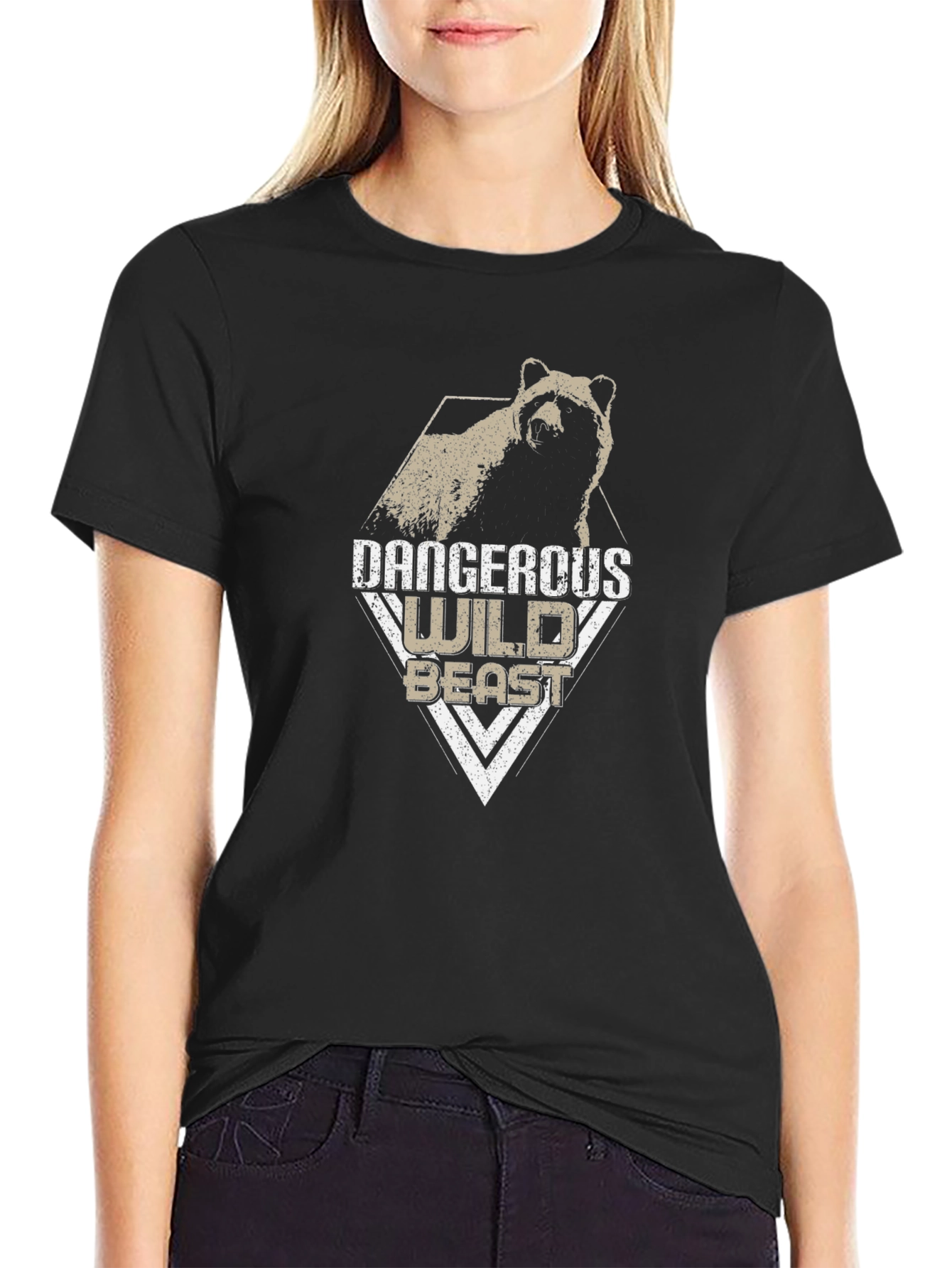 Black Dangerous Wild Beast Graphic Tee - Black view 2