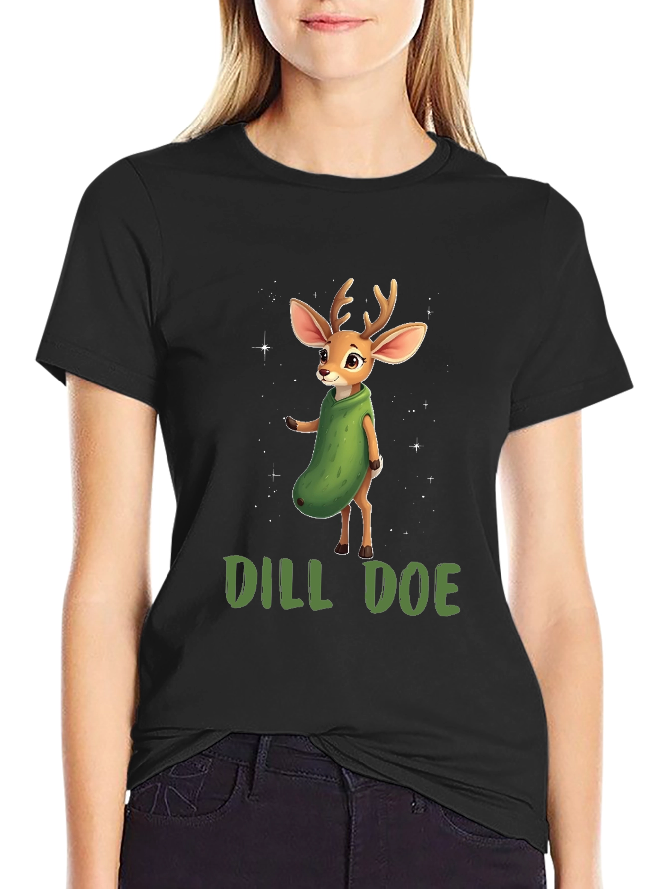 Black Dill Doe Deer Graphic T-Shirt view 2