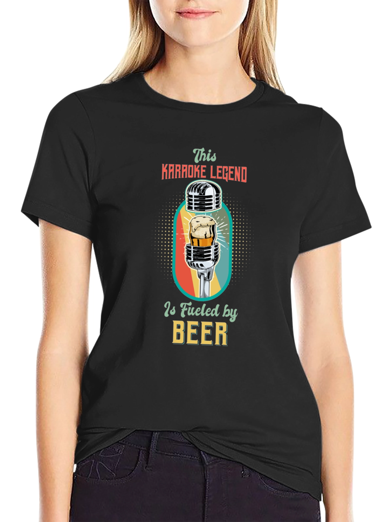 Black Karaoke Legend Beer T-Shirt view 2