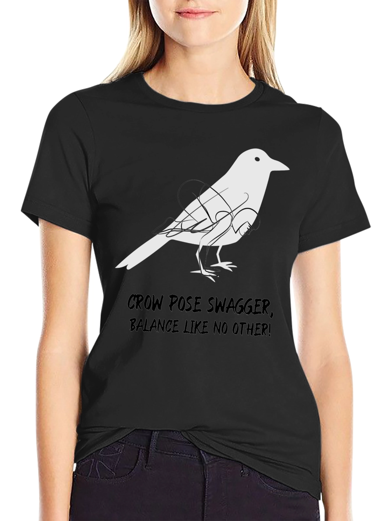 Black Crow Pose Swagger T-Shirt - Balance Like No Other view 2