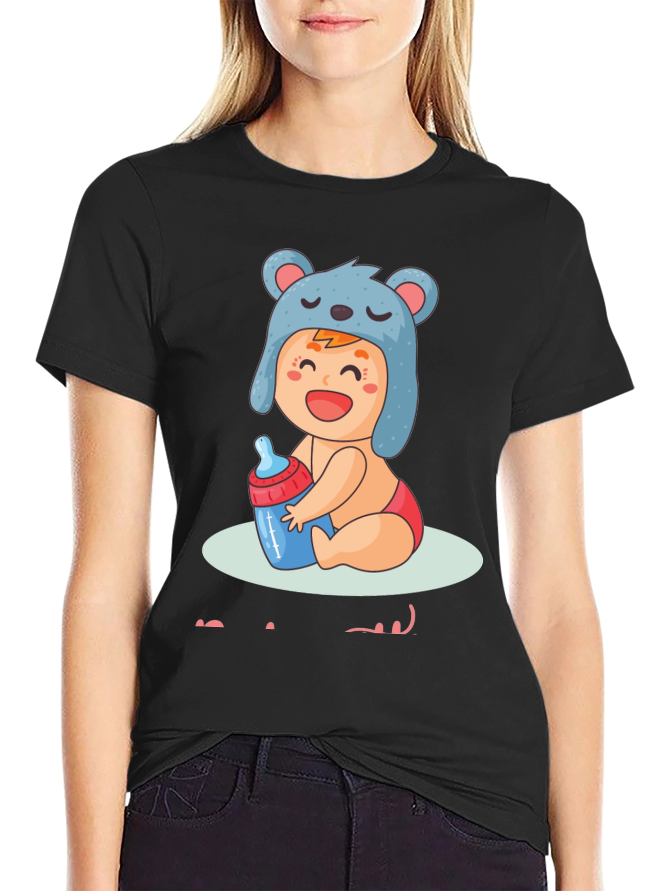 Black Cute Baby Graphic T-Shirt - Soft Cotton Tee view 2