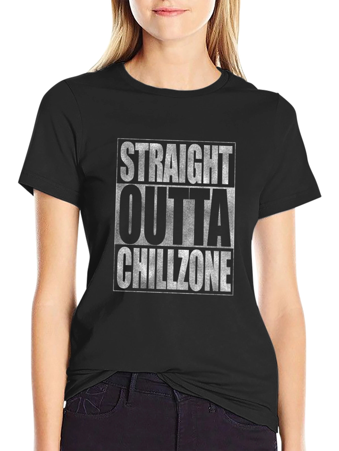 Black Straight Outta Chillzone Black Graphic Tee view 2