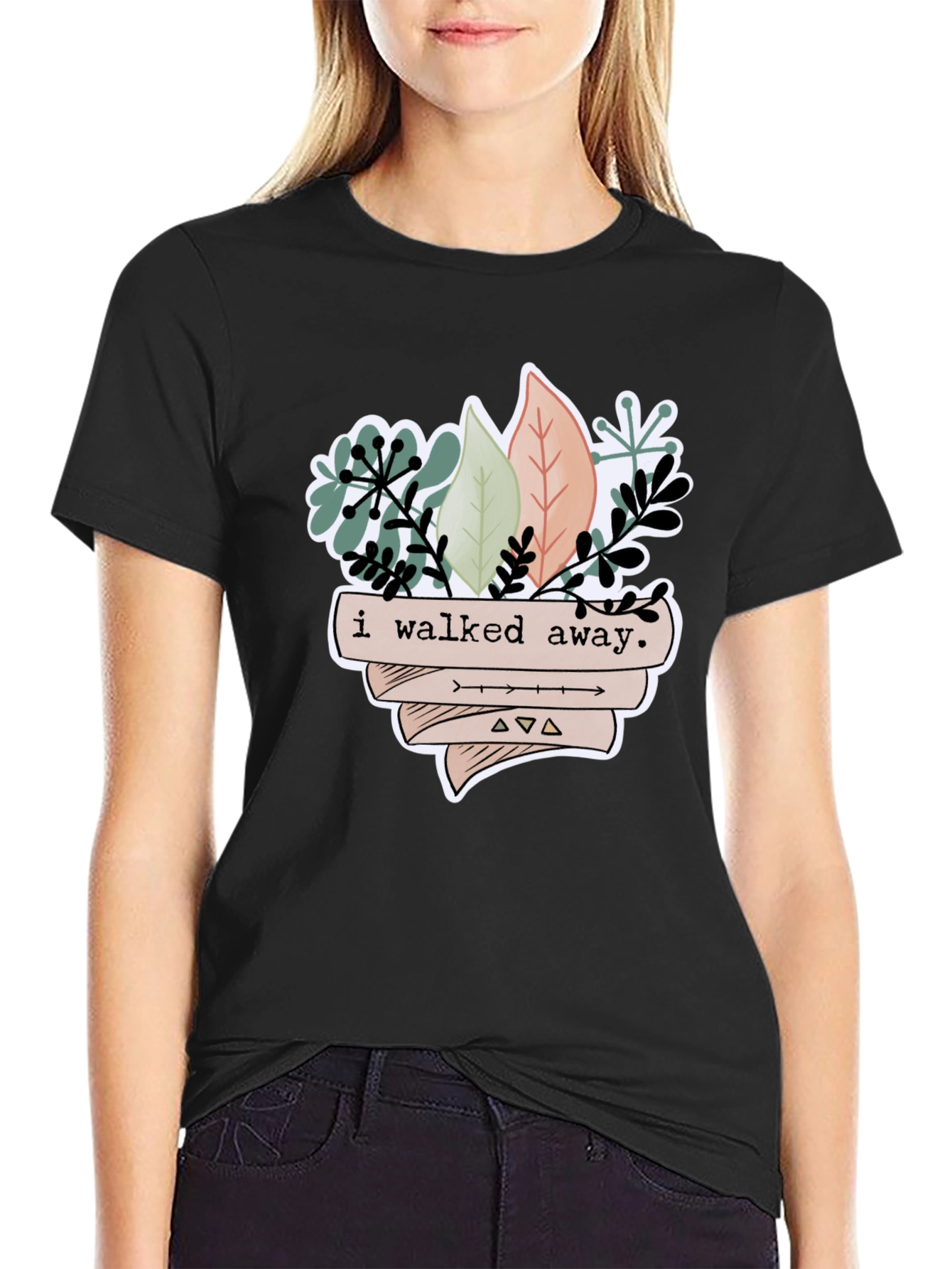 Black I Walked Away Plant Graphic Tee - Unisex view 2