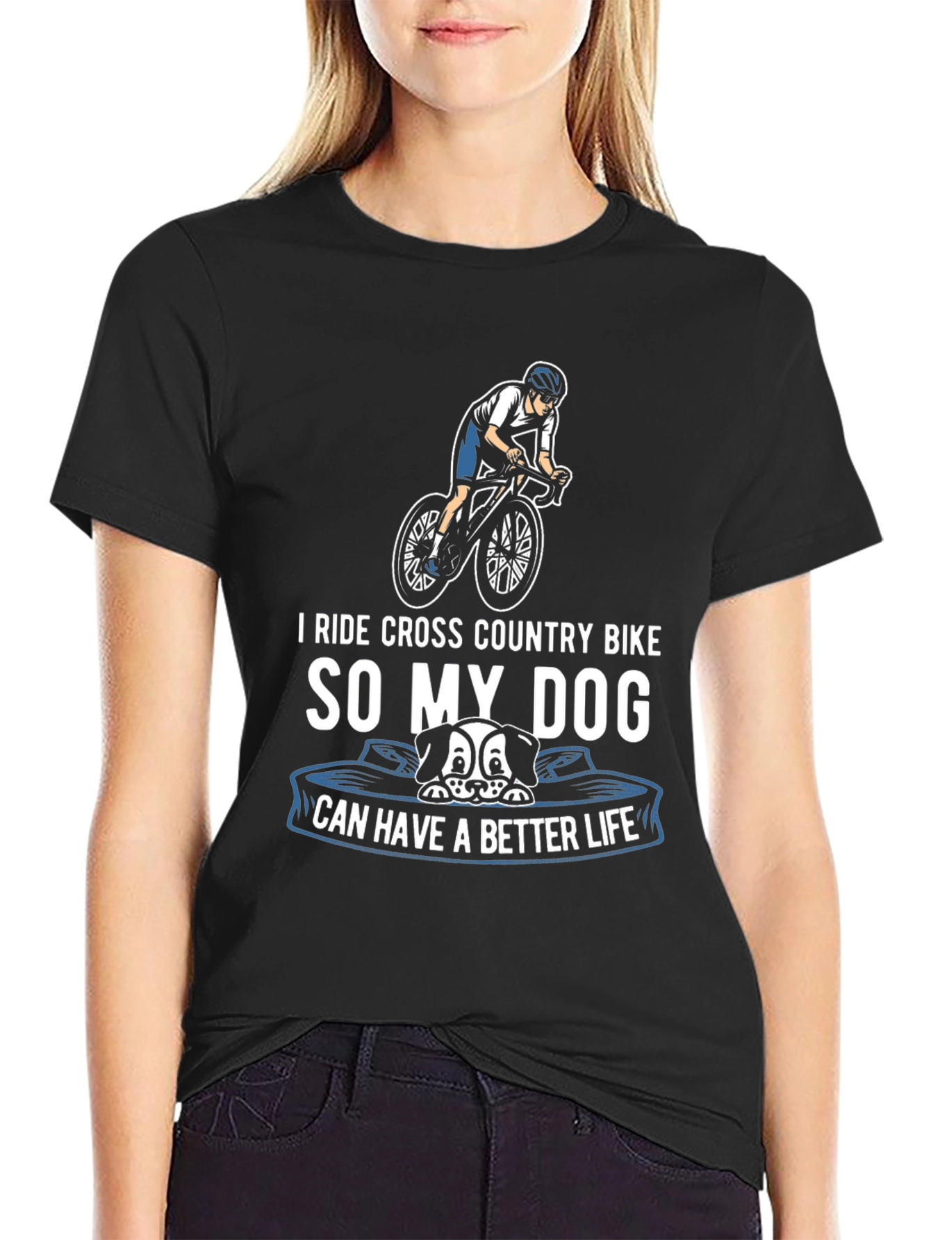 Black Dog Lover Cycling T-Shirt - Better Life Design view 2