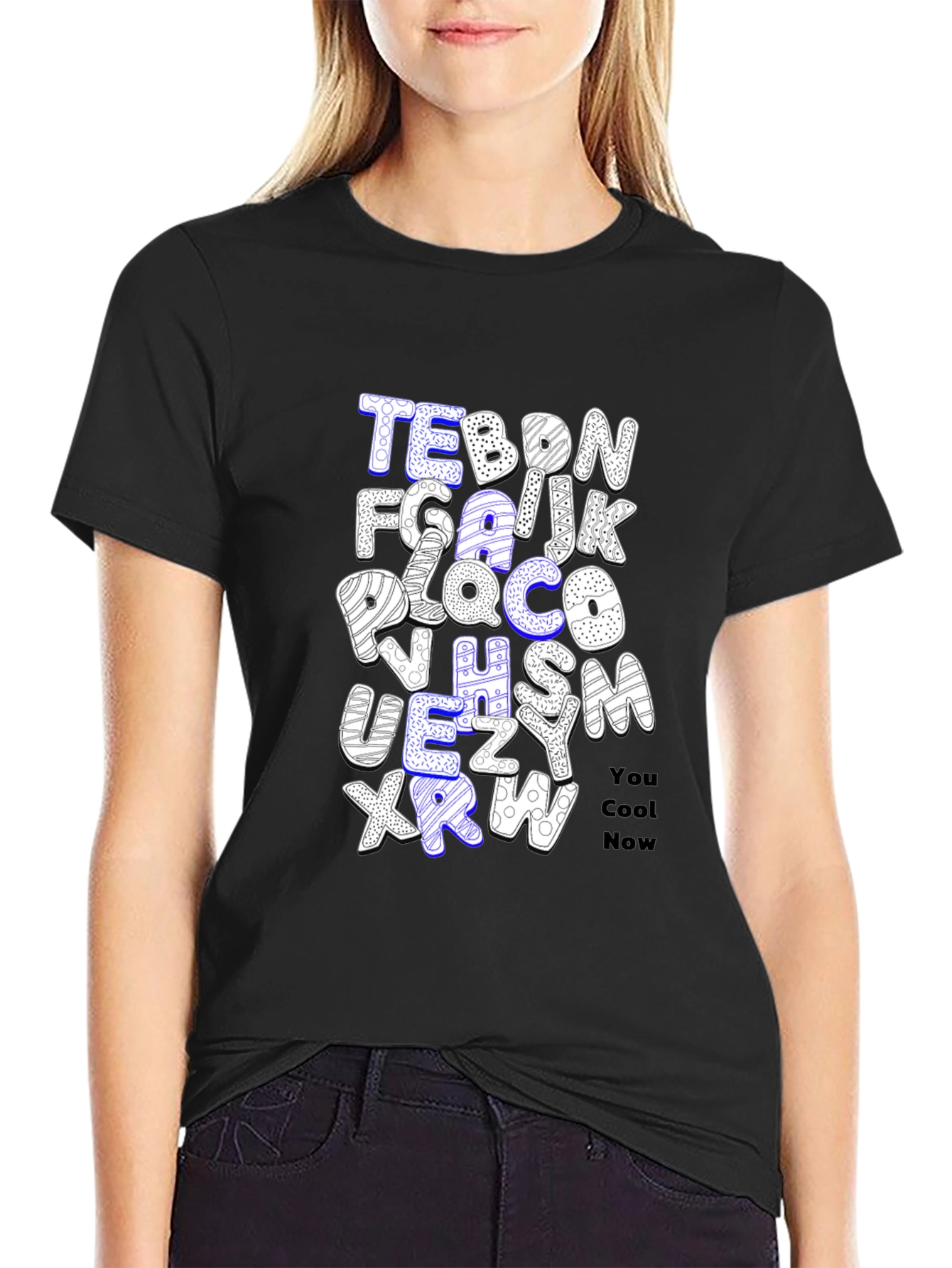 Black Alphabet Letter T-Shirt - You Cool Now view 2