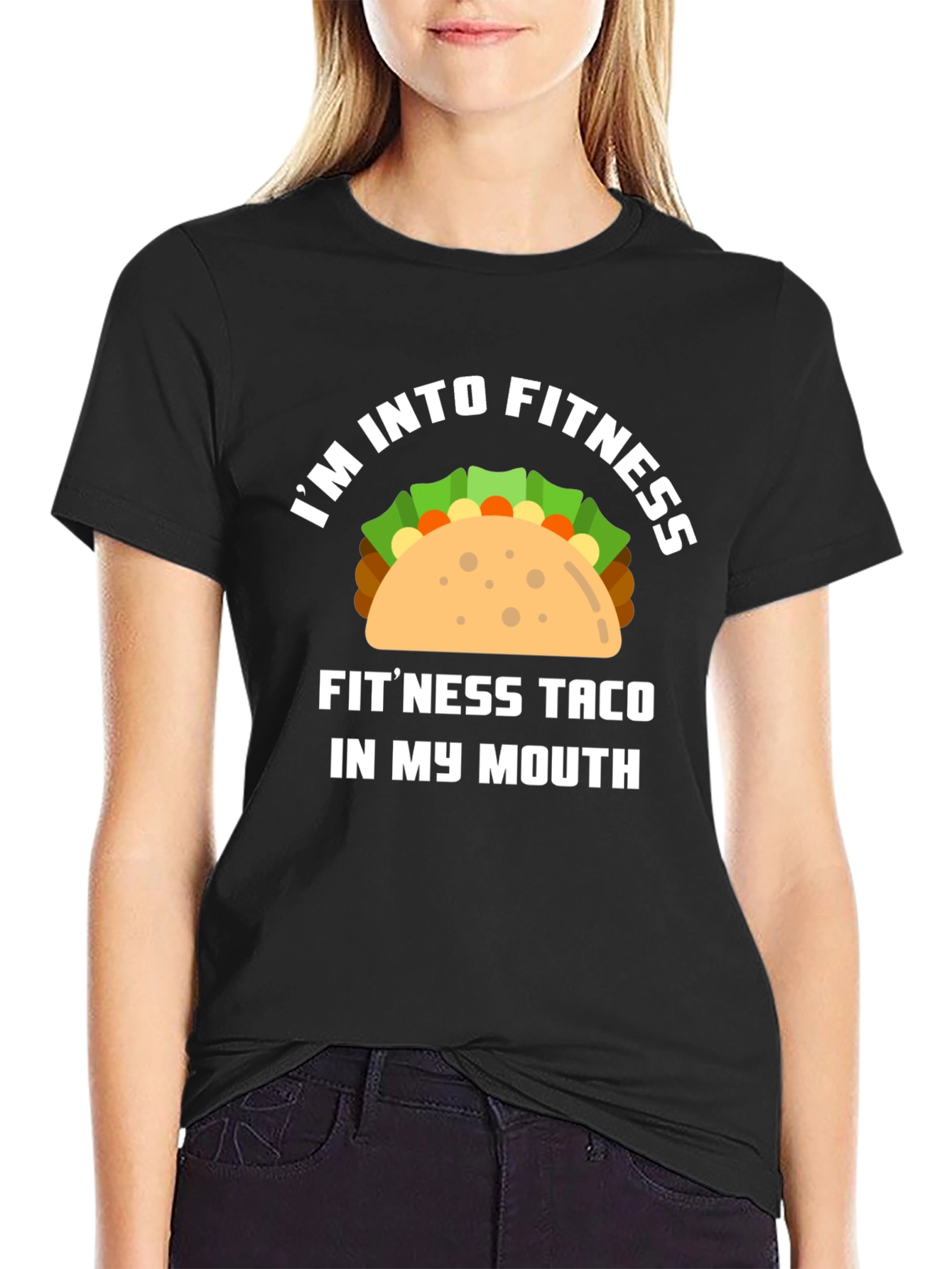 Black Fitness Taco Graphic Tee - Funny Workout Shirt view 2