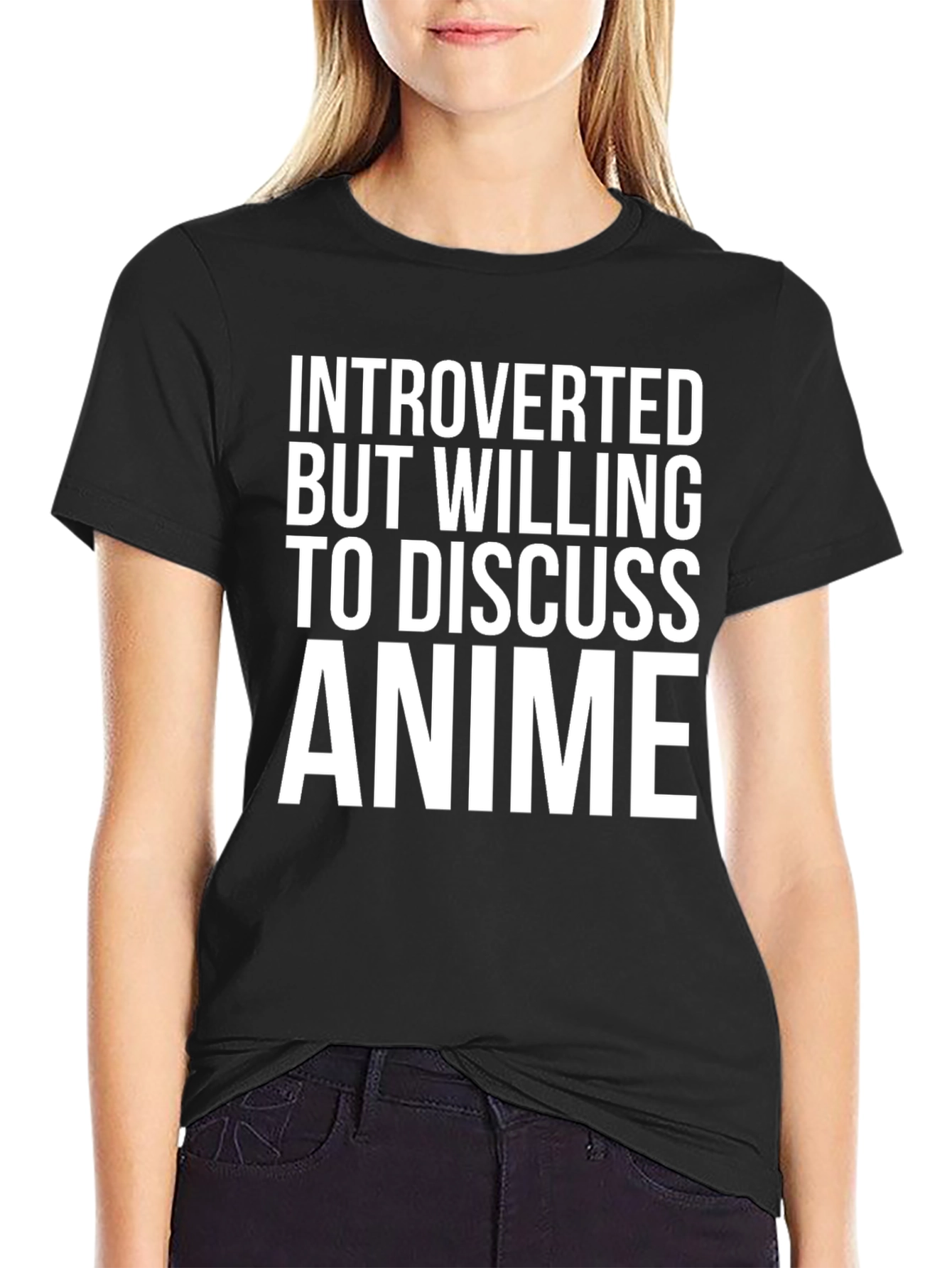 Black Introverted Anime Lover Graphic T-Shirt view 2