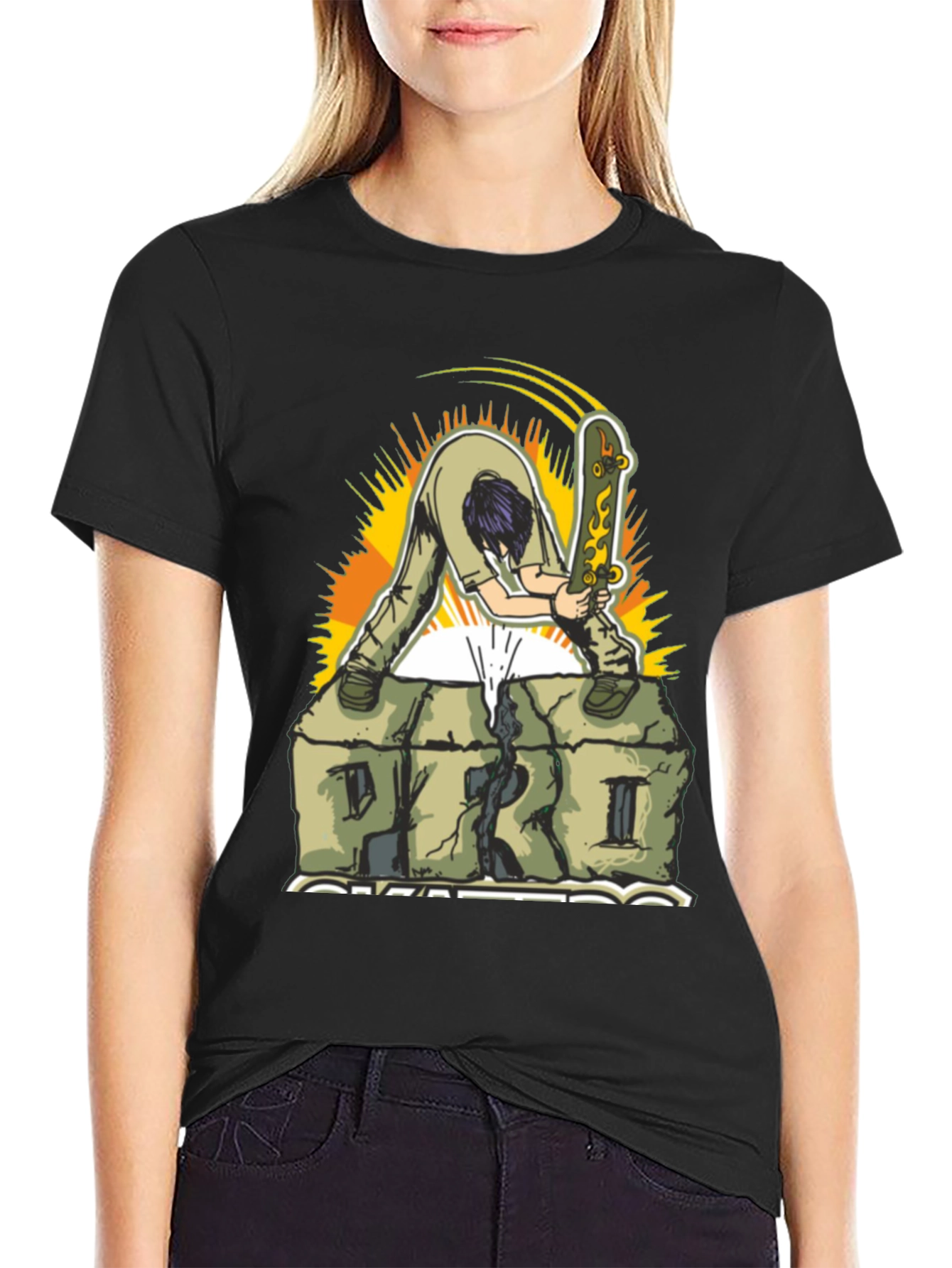 Black Skate Park Graphic Tee - Black Cotton Blend view 2