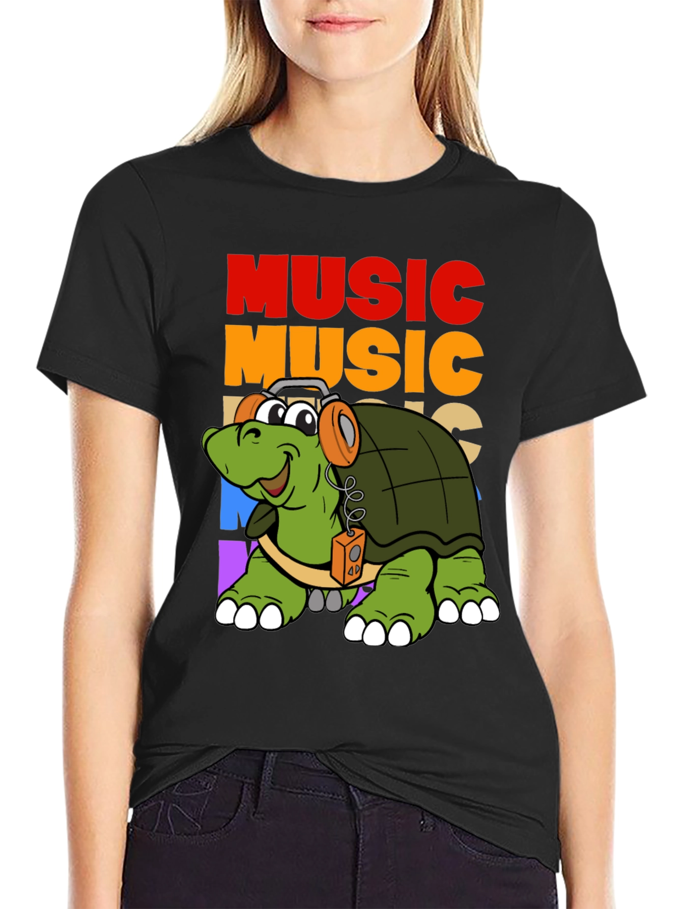 Black Music Turtle Graphic T-Shirt view 2