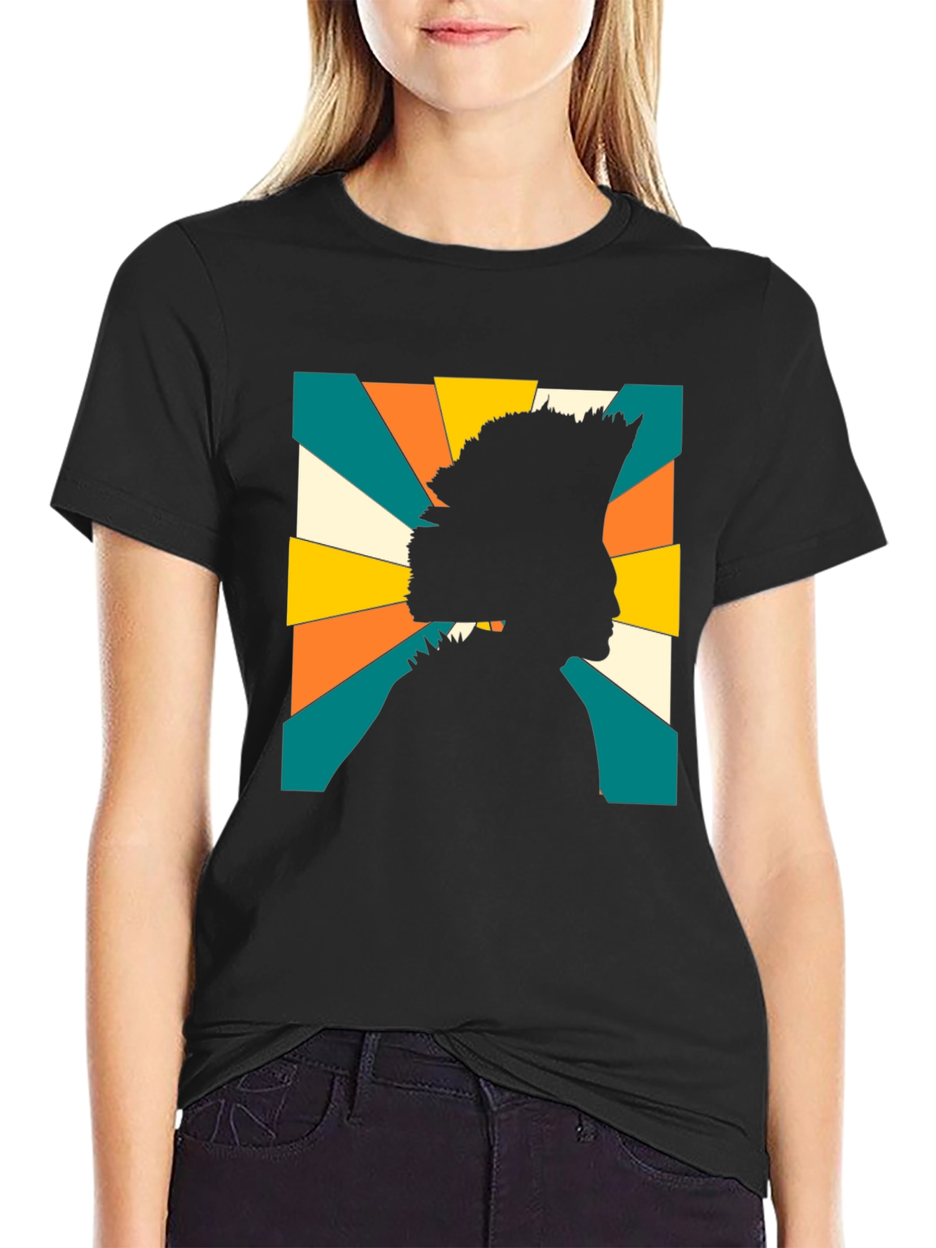 Black Retro Silhouette Graphic T-Shirt view 2