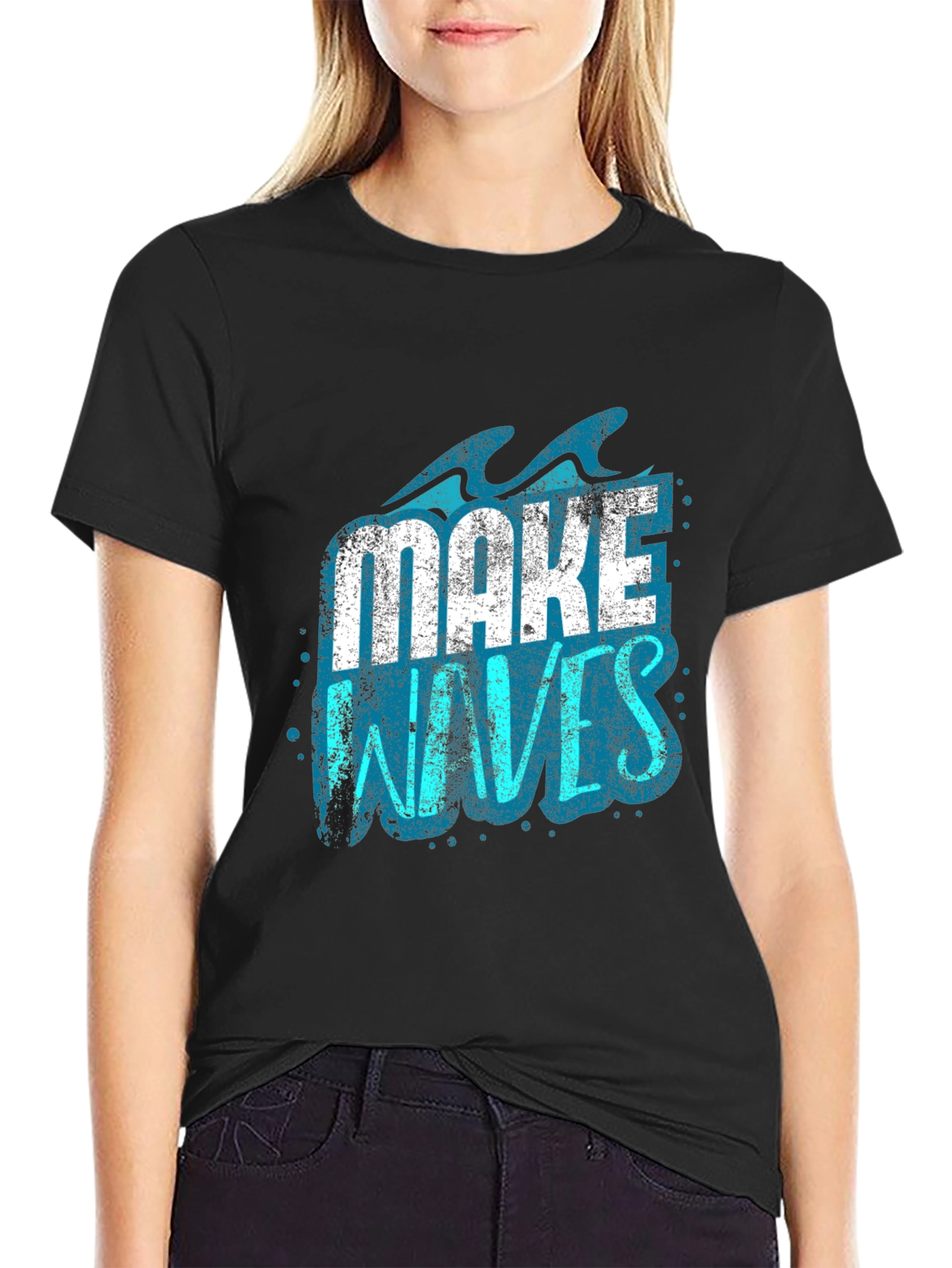 Black Make Waves Graphic Tee - Black Short Sleeve T-Shirt view 2