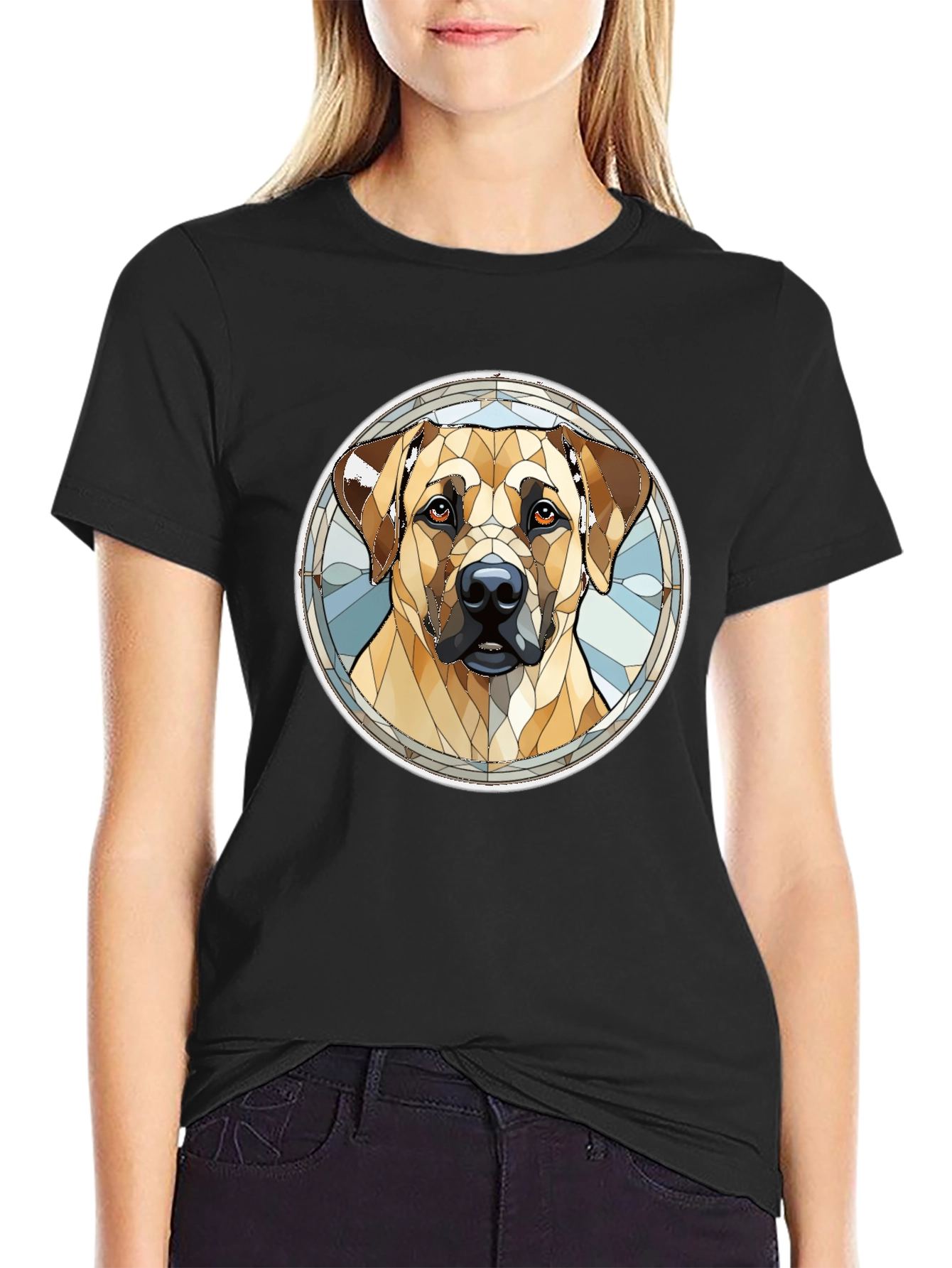 Black Dog Stained Glass Style Graphic Tee - Black view 2