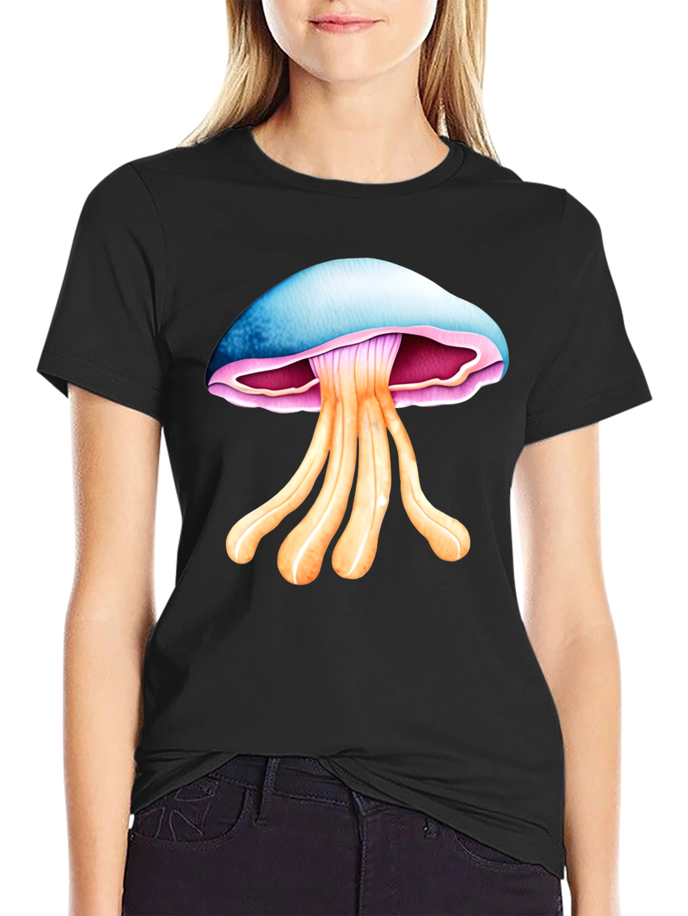 Black Mushroom Graphic Tee - Unique Design, Soft Cotton view 2