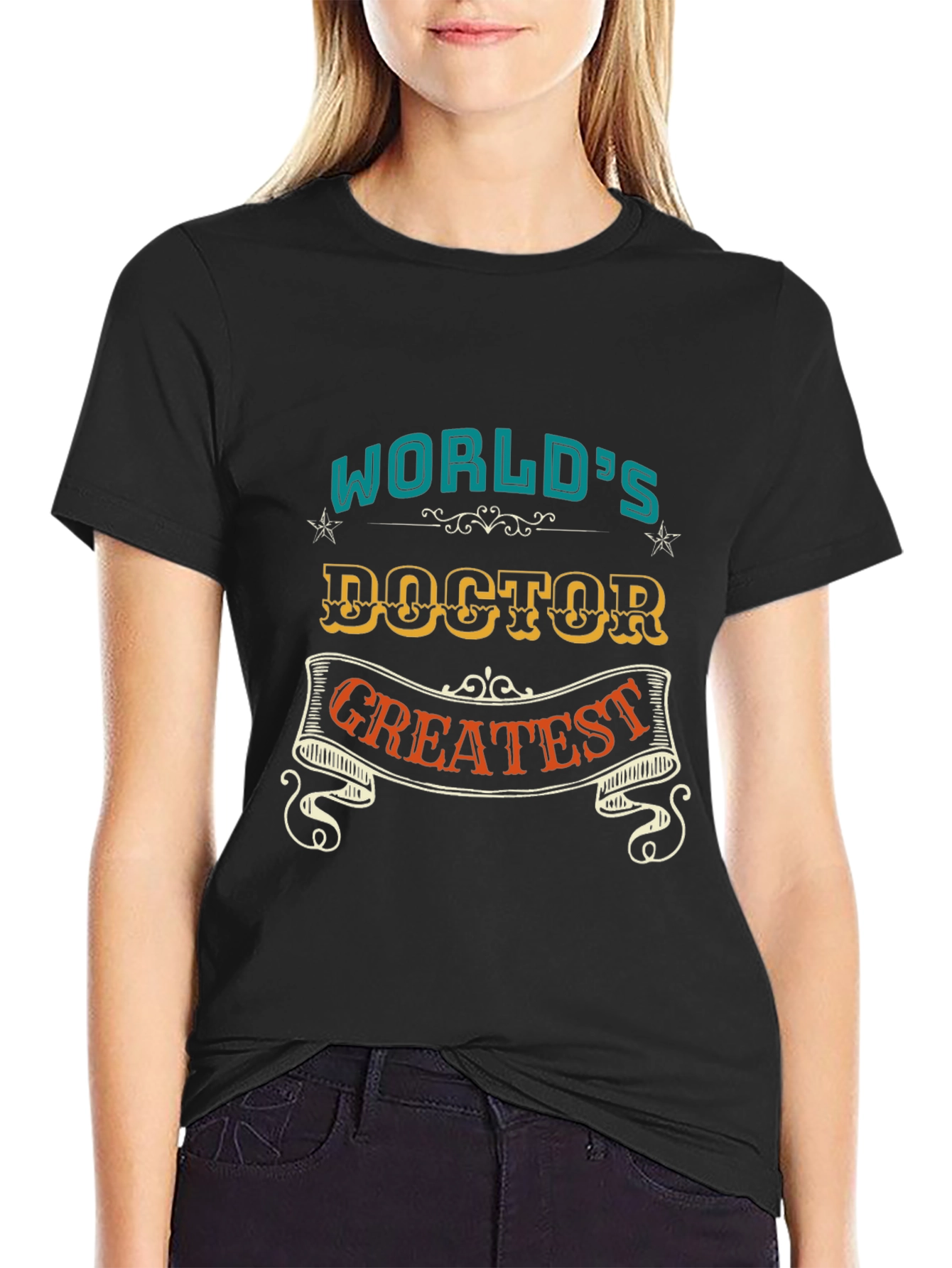 Black World's Greatest Doctor T-Shirt view 2