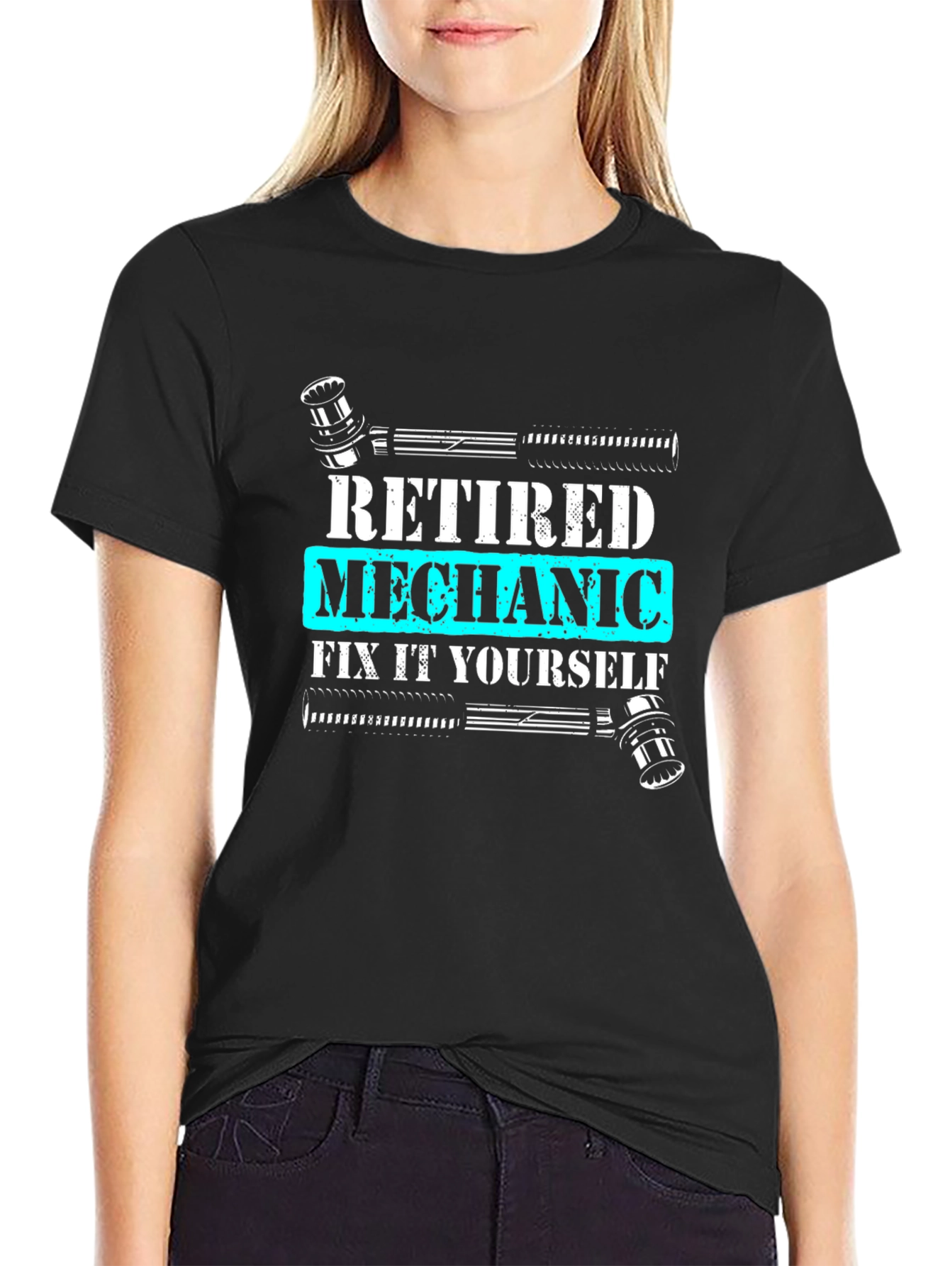 Black Retired Mechanic T-Shirt - Fix It Yourself view 2