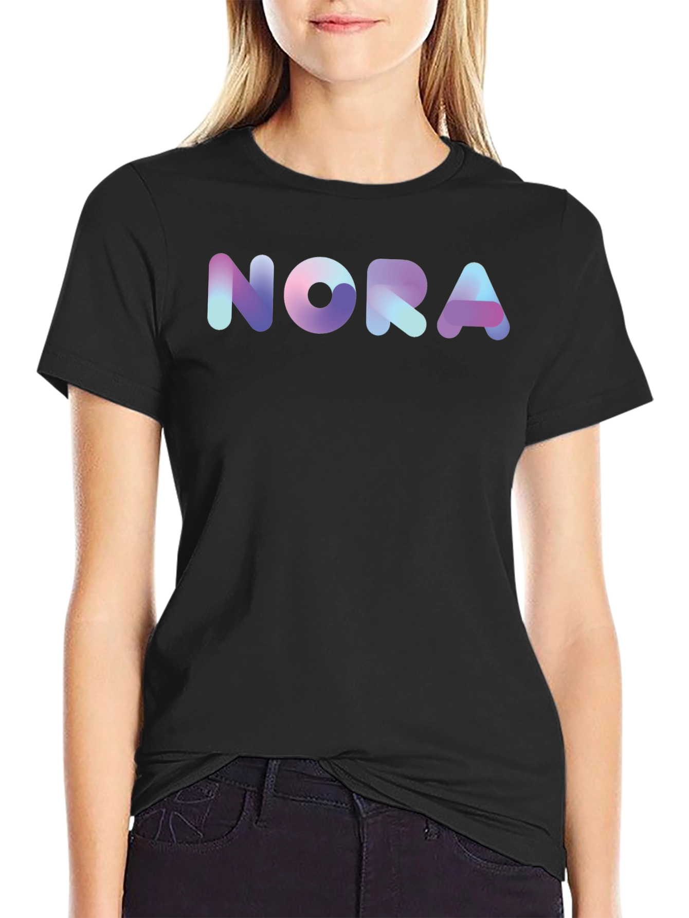 Nora Gradient Graphic Black T-Shirt - 2