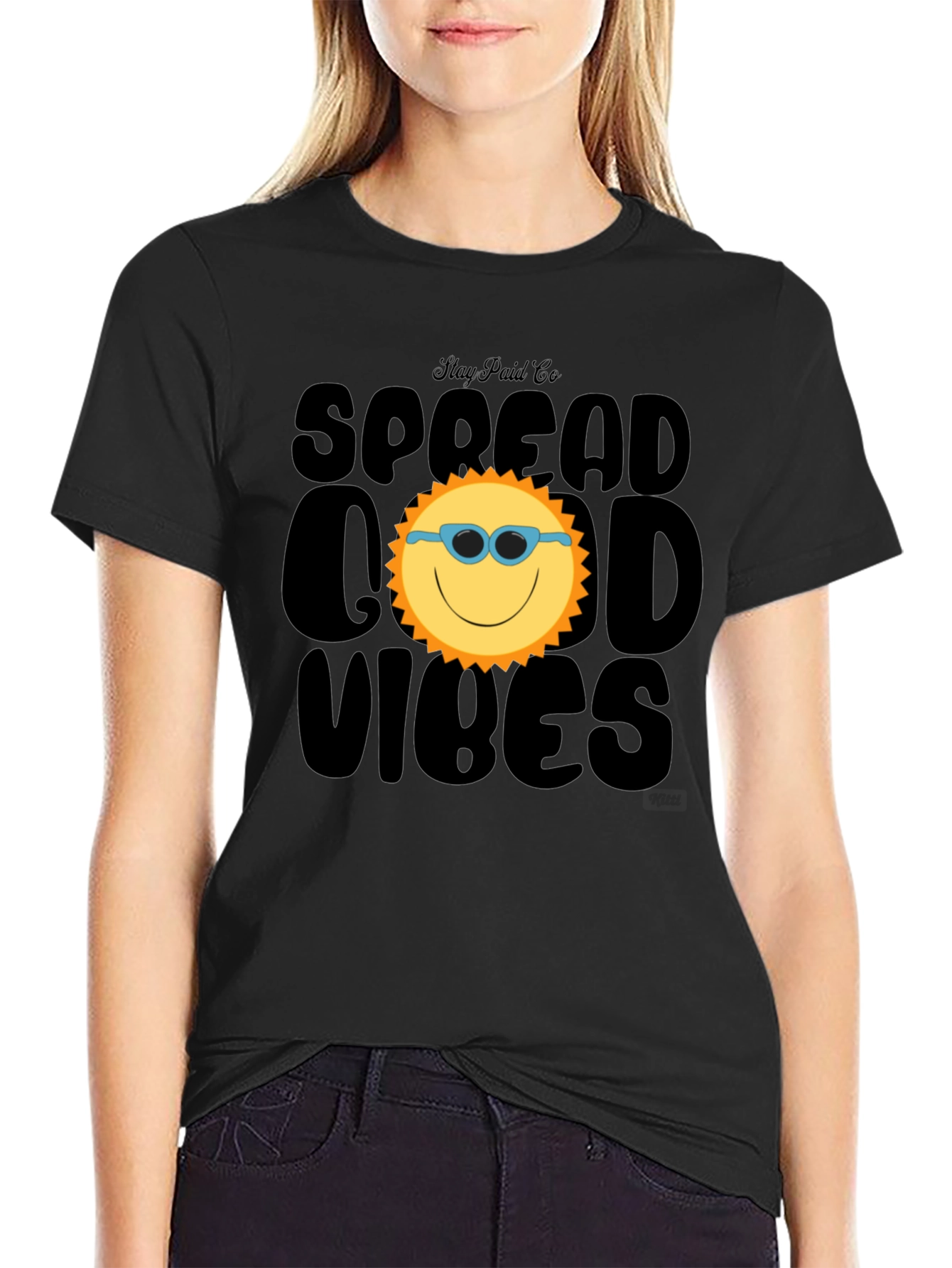 Black Spread Good Vibes Black Graphic Tee view 2