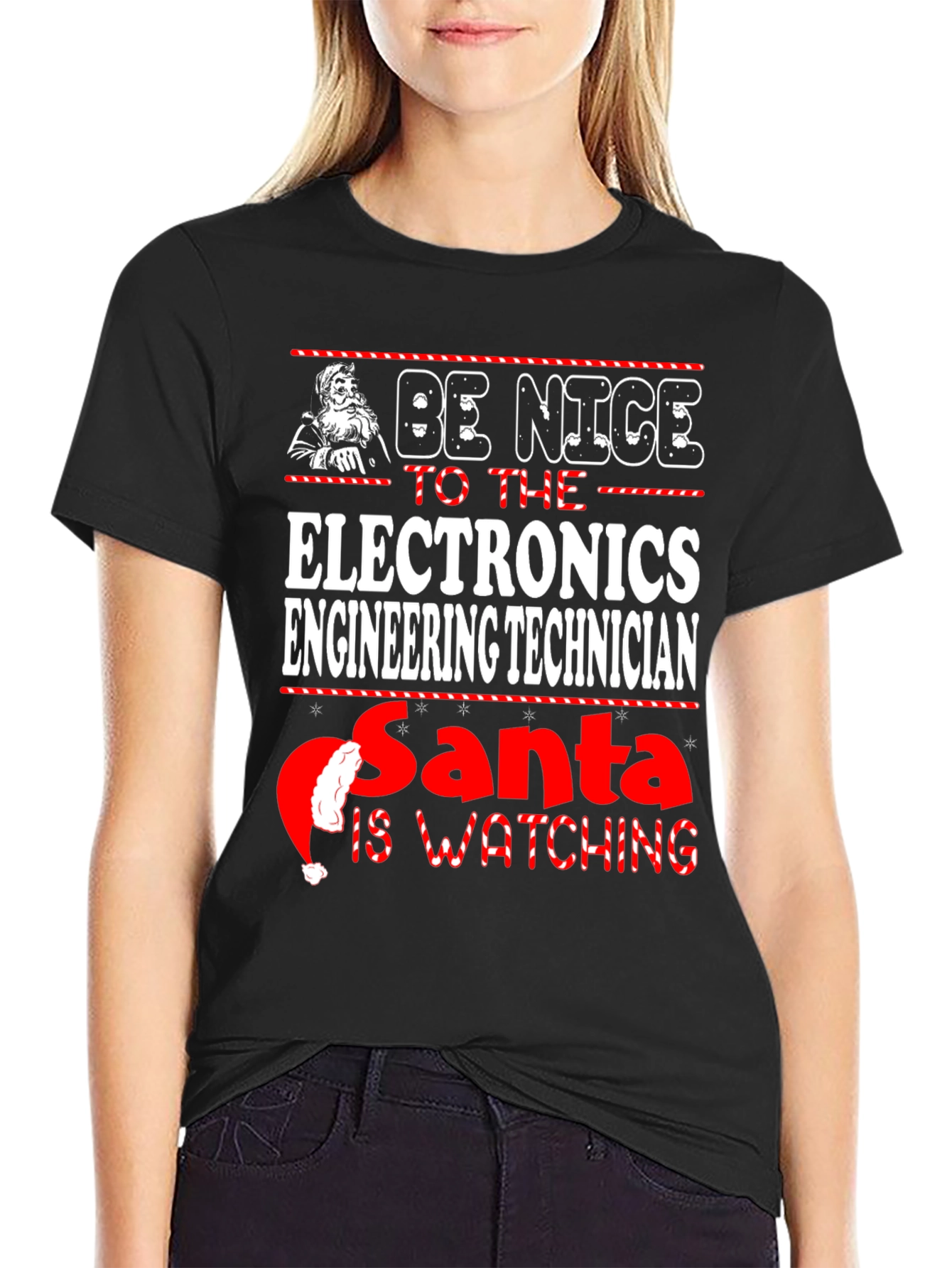 Black Electronics Engineering Technician Christmas T-Shirt view 2