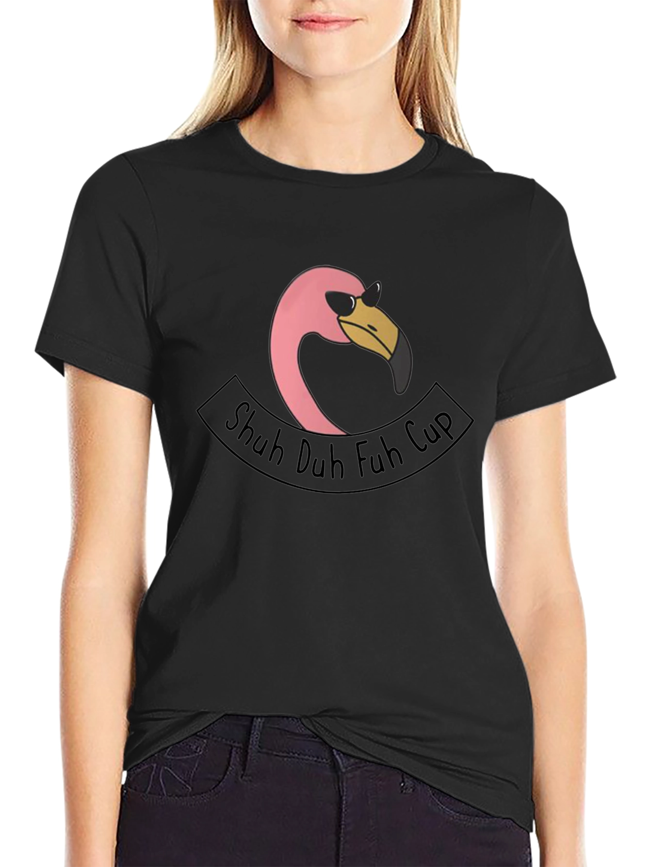 Black Shuh Duh Fuh Cup Flamingo T-Shirt view 2