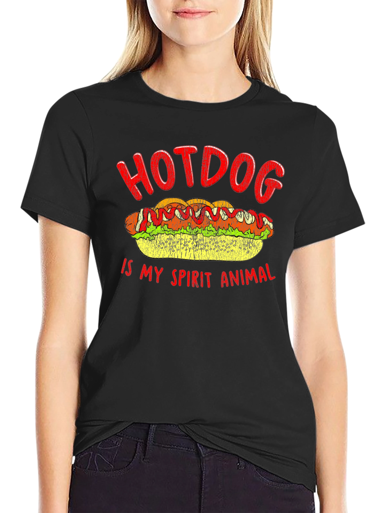 Black Hotdog Spirit Animal T-Shirt - Foodie Tee view 2