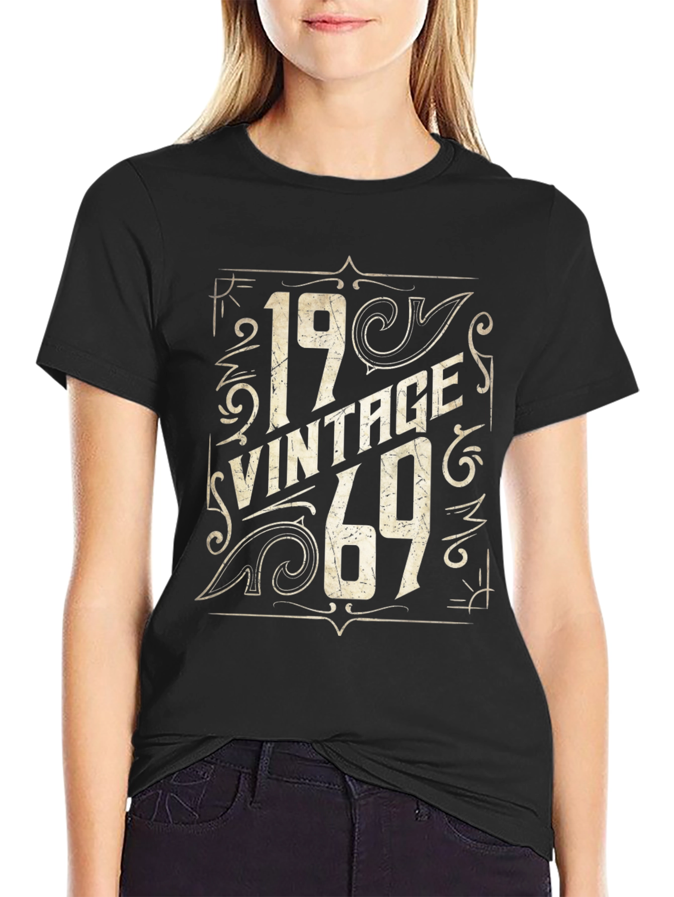 Black Vintage 1969 Graphic T-Shirt - Retro Birthday Tee view 2