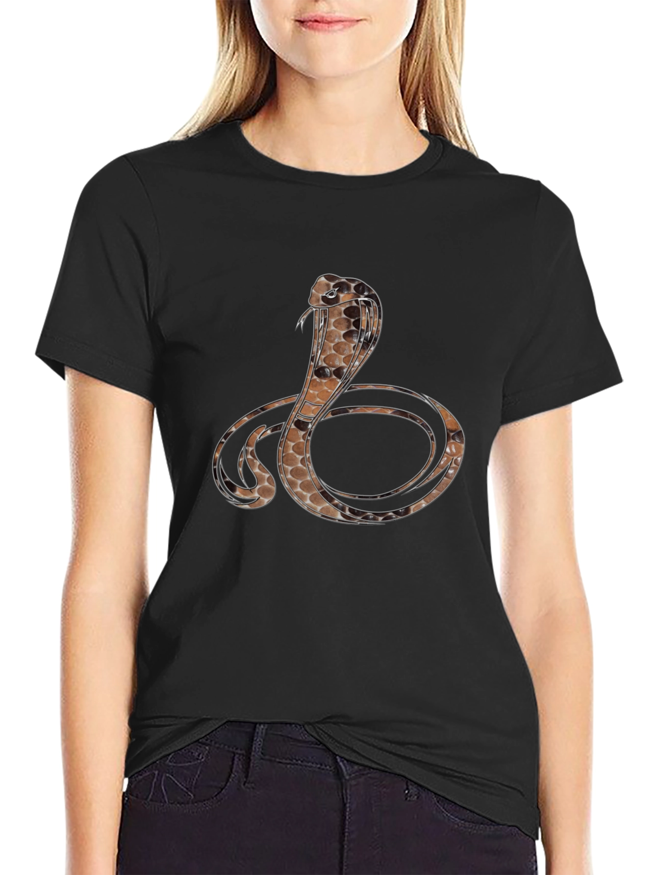 Black Cobra Graphic Print Black T-Shirt view 2