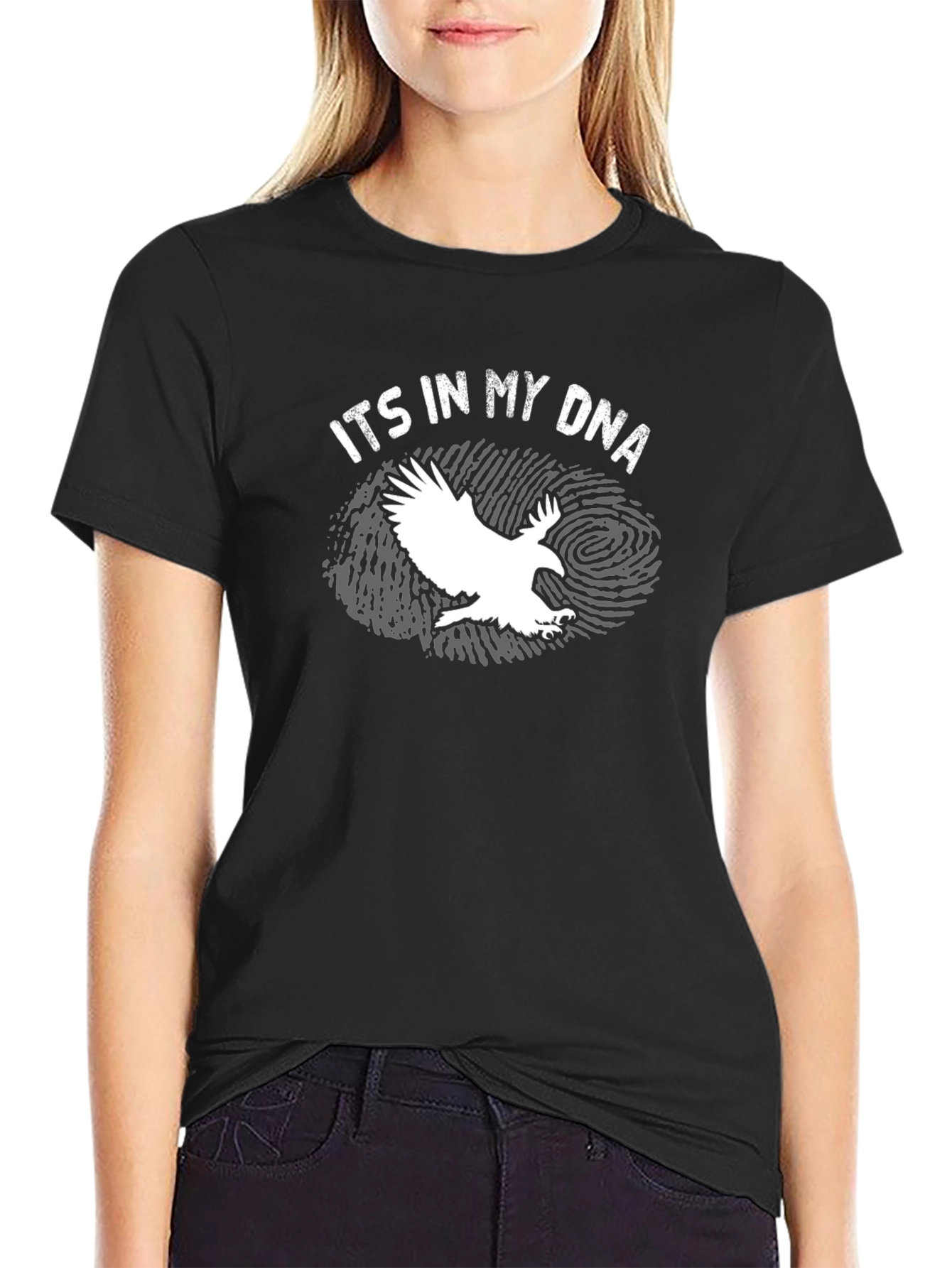 Black Its In My DNA Eagle Graphic Tee - Black Cotton T-Shirt view 2