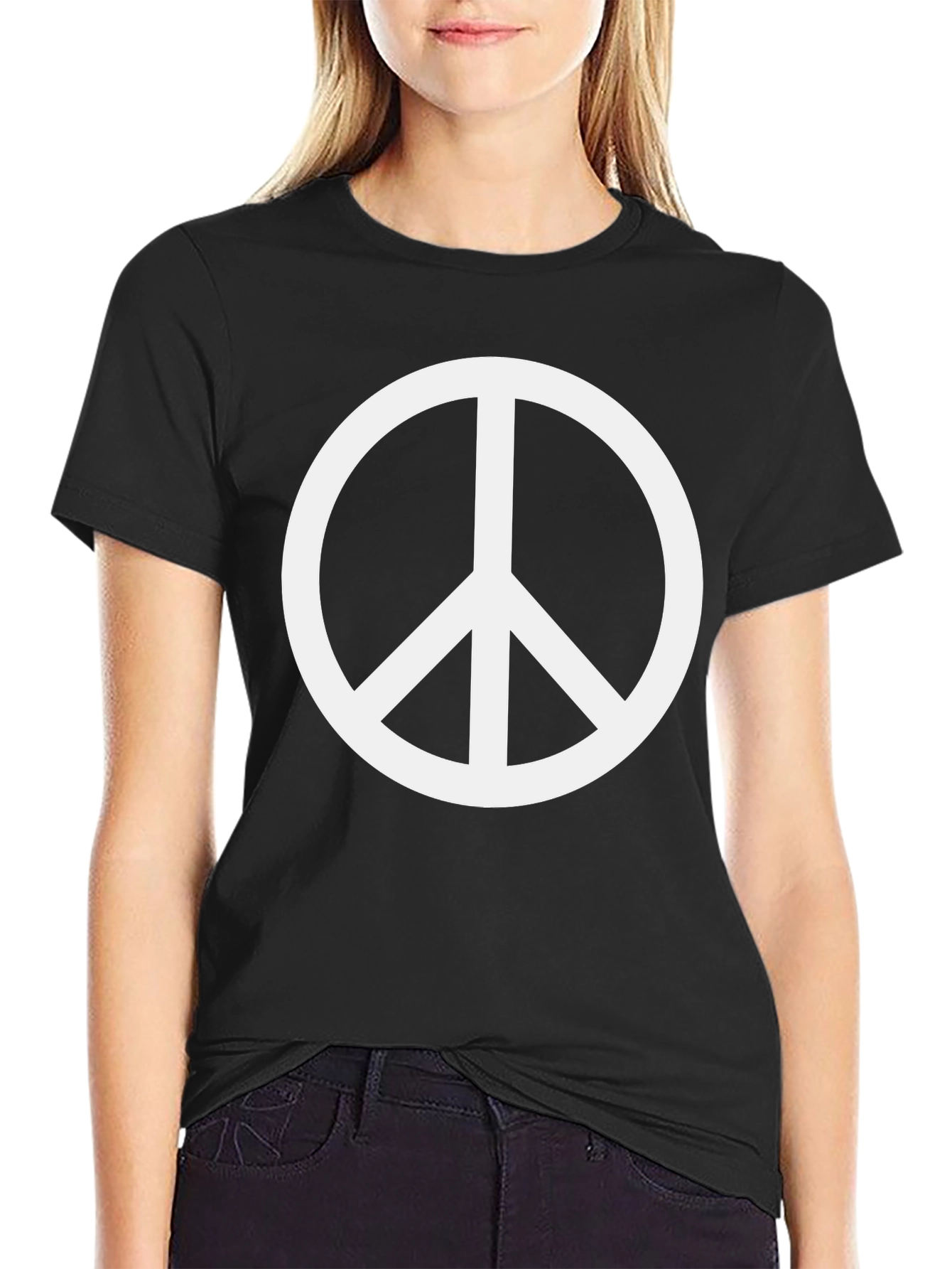 Black Peace Sign Black T-Shirt view 2