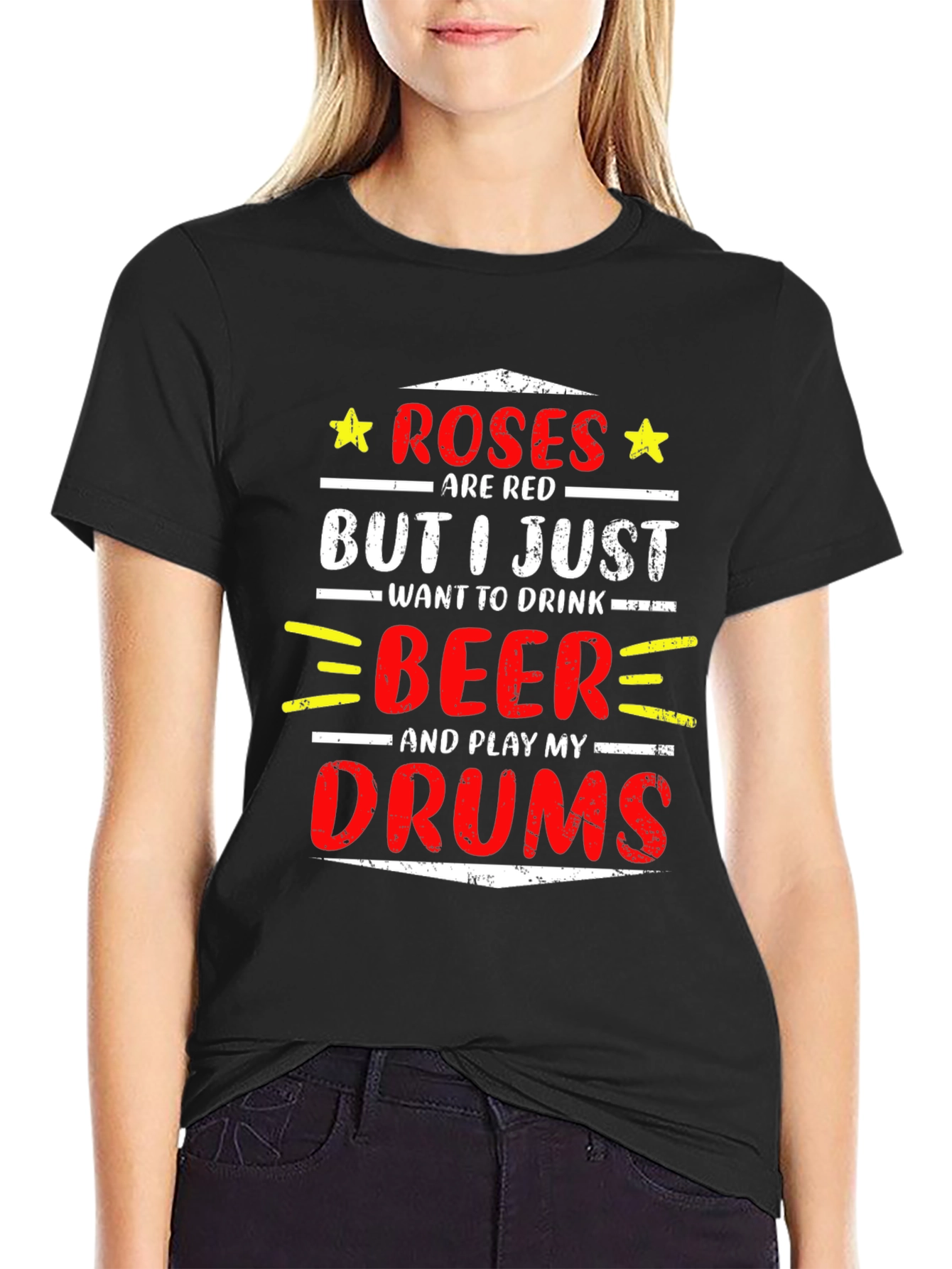 Black Roses are Red Beer Drums Graphic Tee view 2