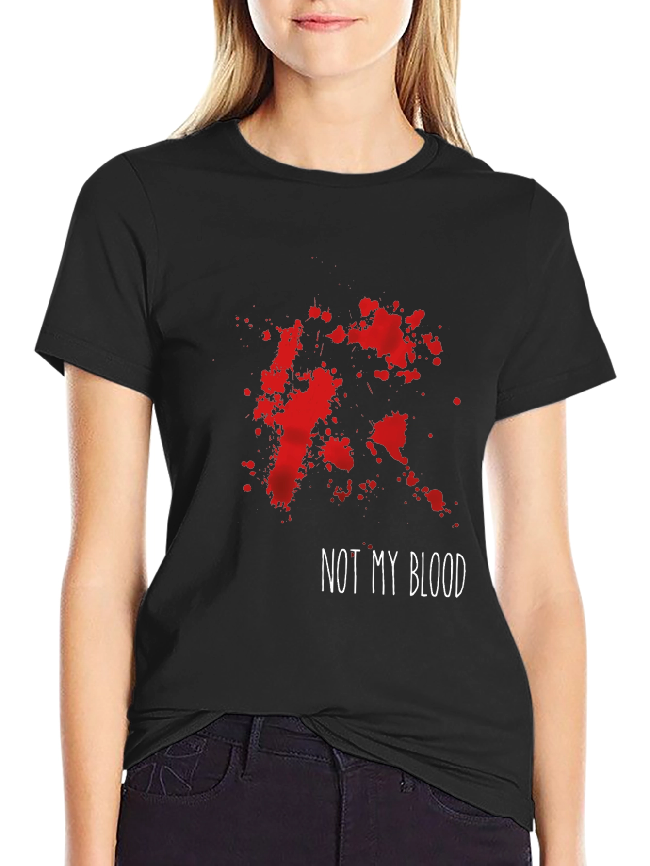 Black Not My Blood T-Shirt - Spatter Graphic Tee view 2