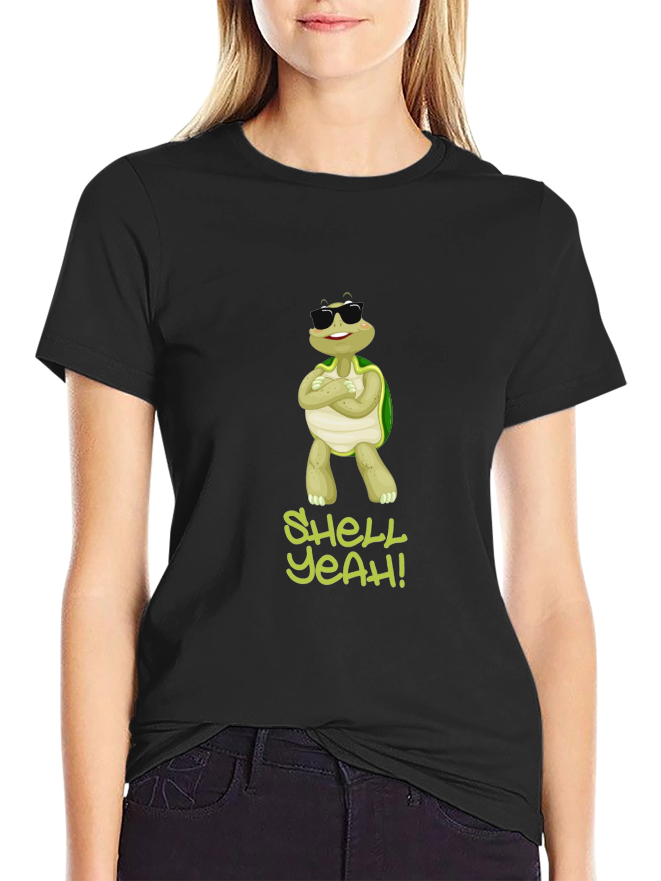 Black Shell Yeah! Turtle Graphic Tee - Cool and Comfy view 2