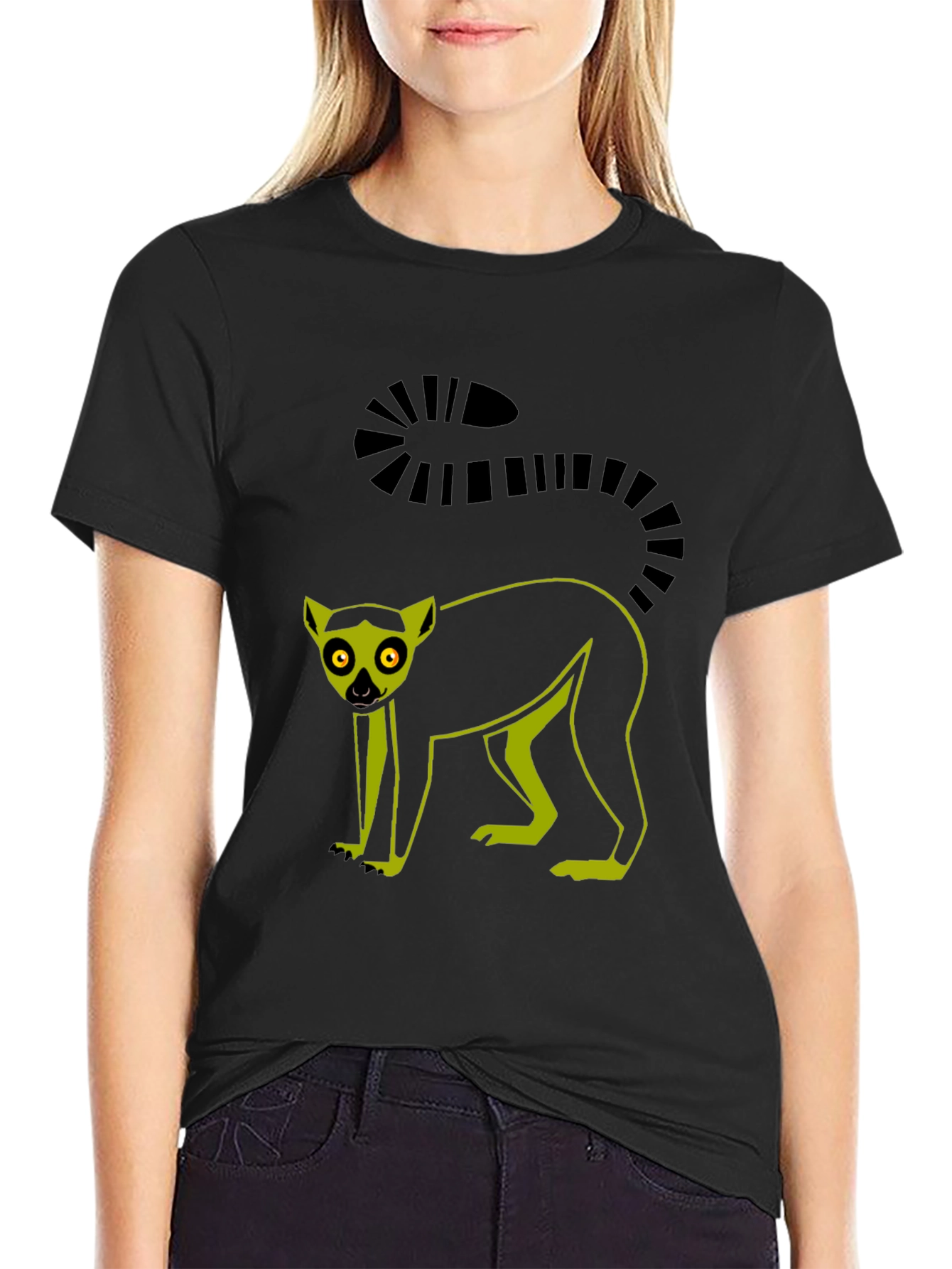 Black Lemur Graphic Tee - Black Cotton Blend view 2