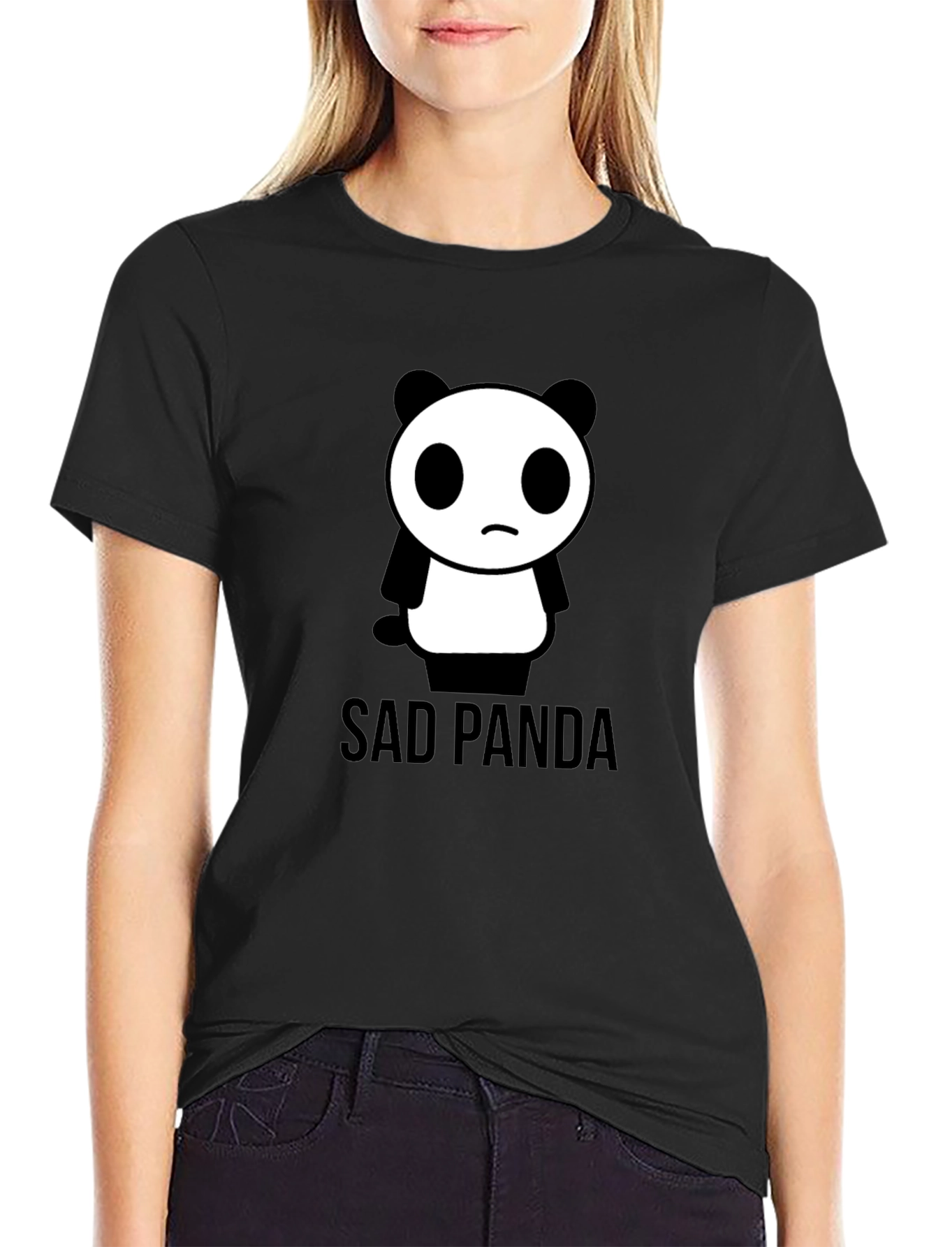 Black Sad Panda Graphic Tee - Black T-Shirt view 2