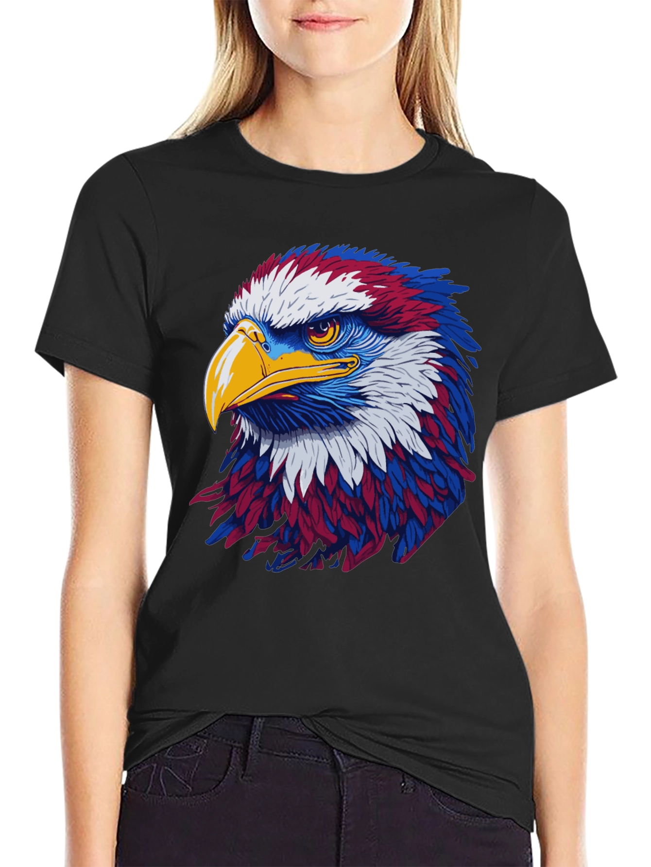 Black Patriotic Eagle Graphic Black T-Shirt view 2