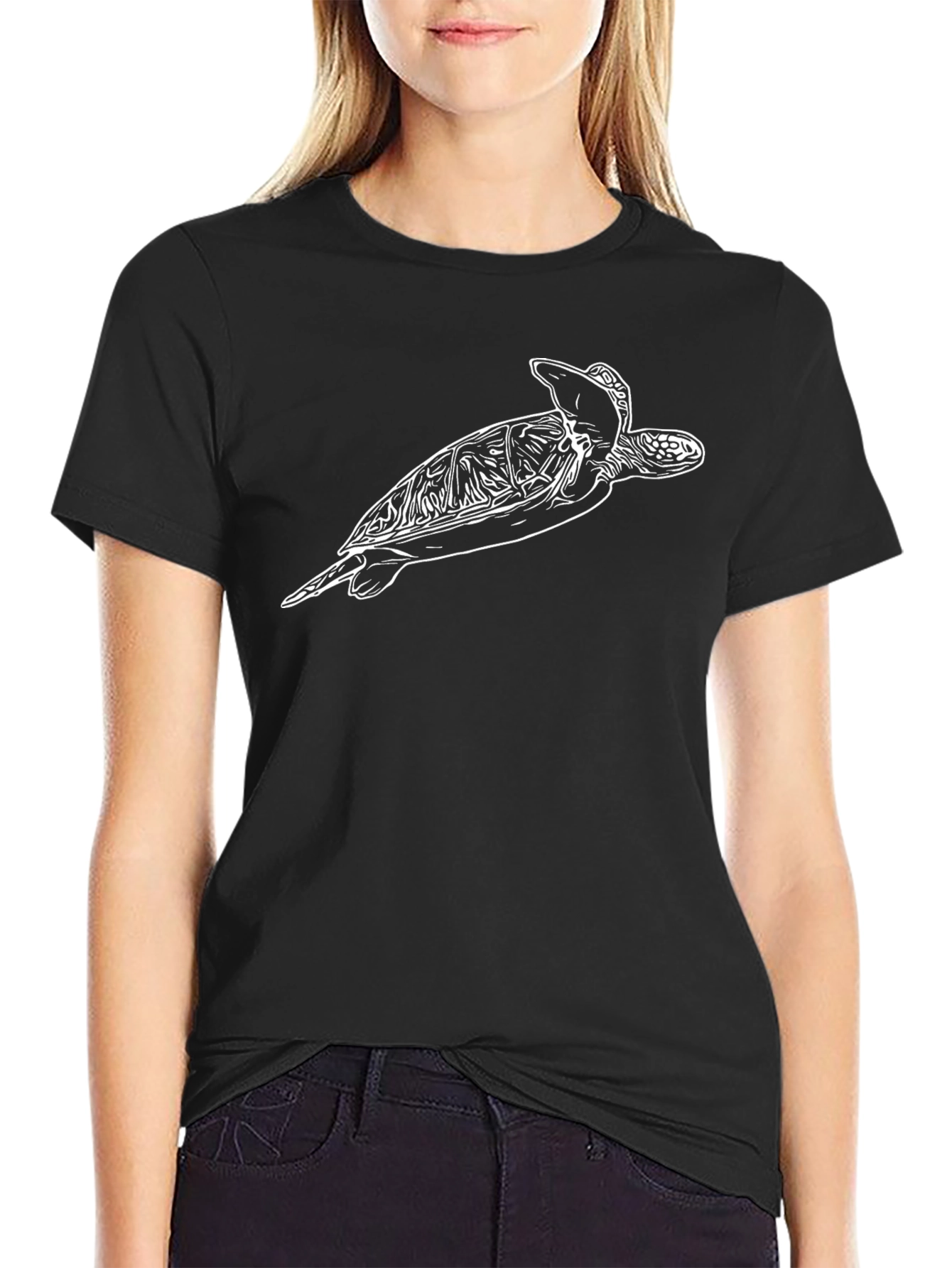 Black Black Turtle Graphic Tee - Stylish Comfort view 2
