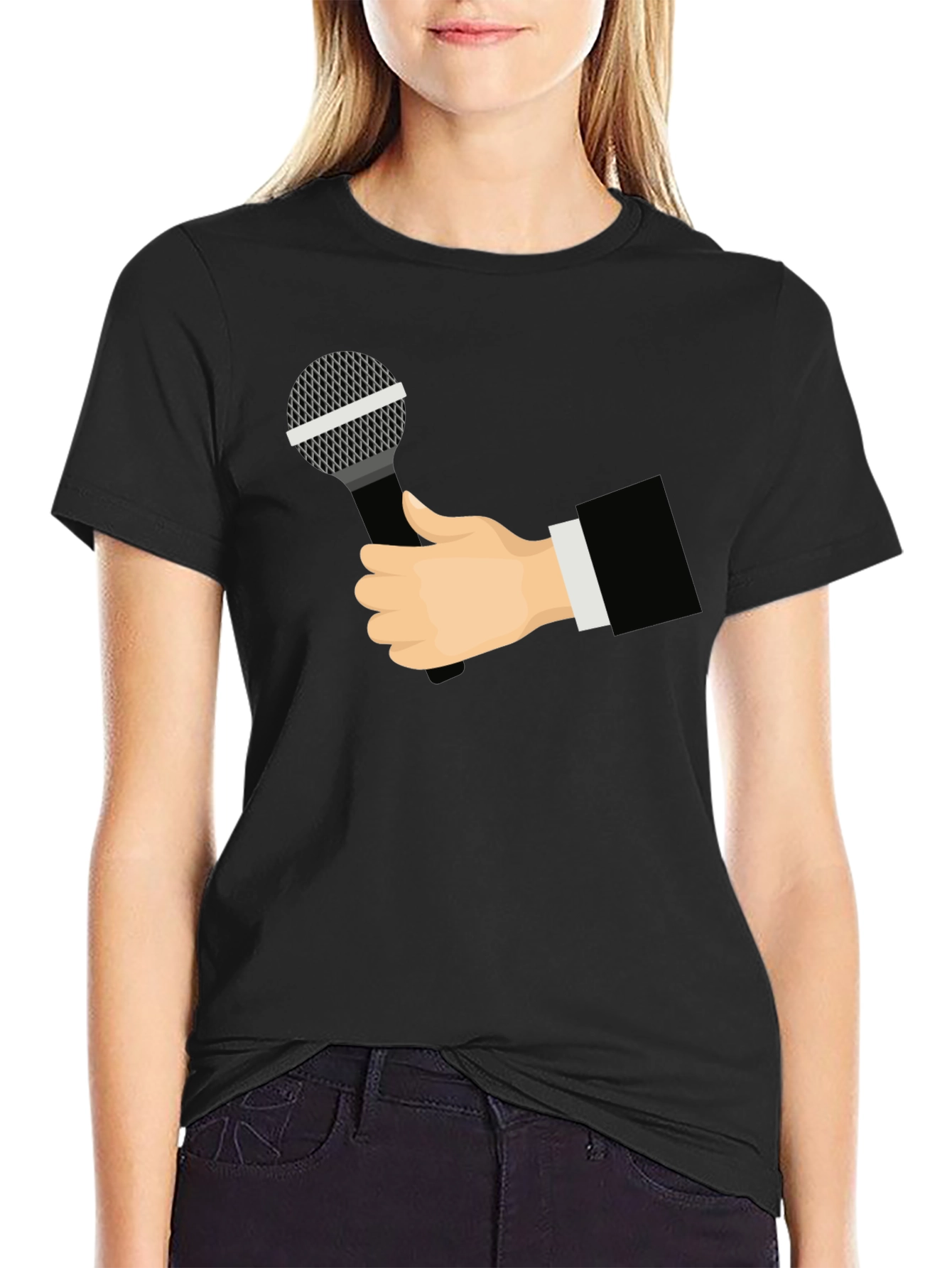 Black Mic Check T-Shirt - Black Graphic Tee view 2