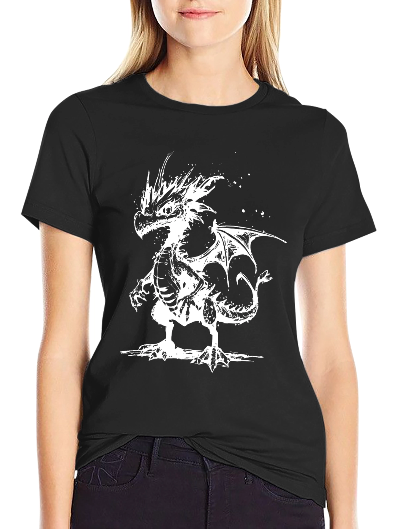 Black Dragon Graphic Tee - Black Cotton T-Shirt view 2