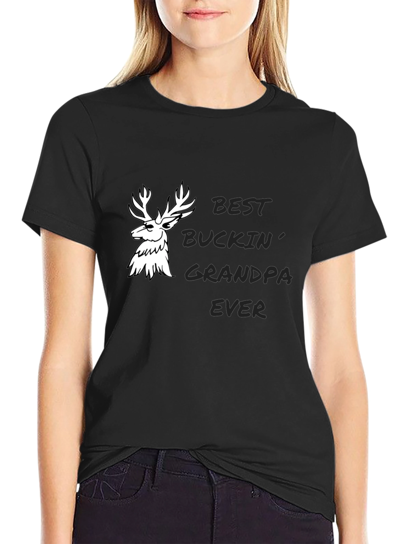 Black Best Buckin' Grandpa Ever Graphic Tee view 2