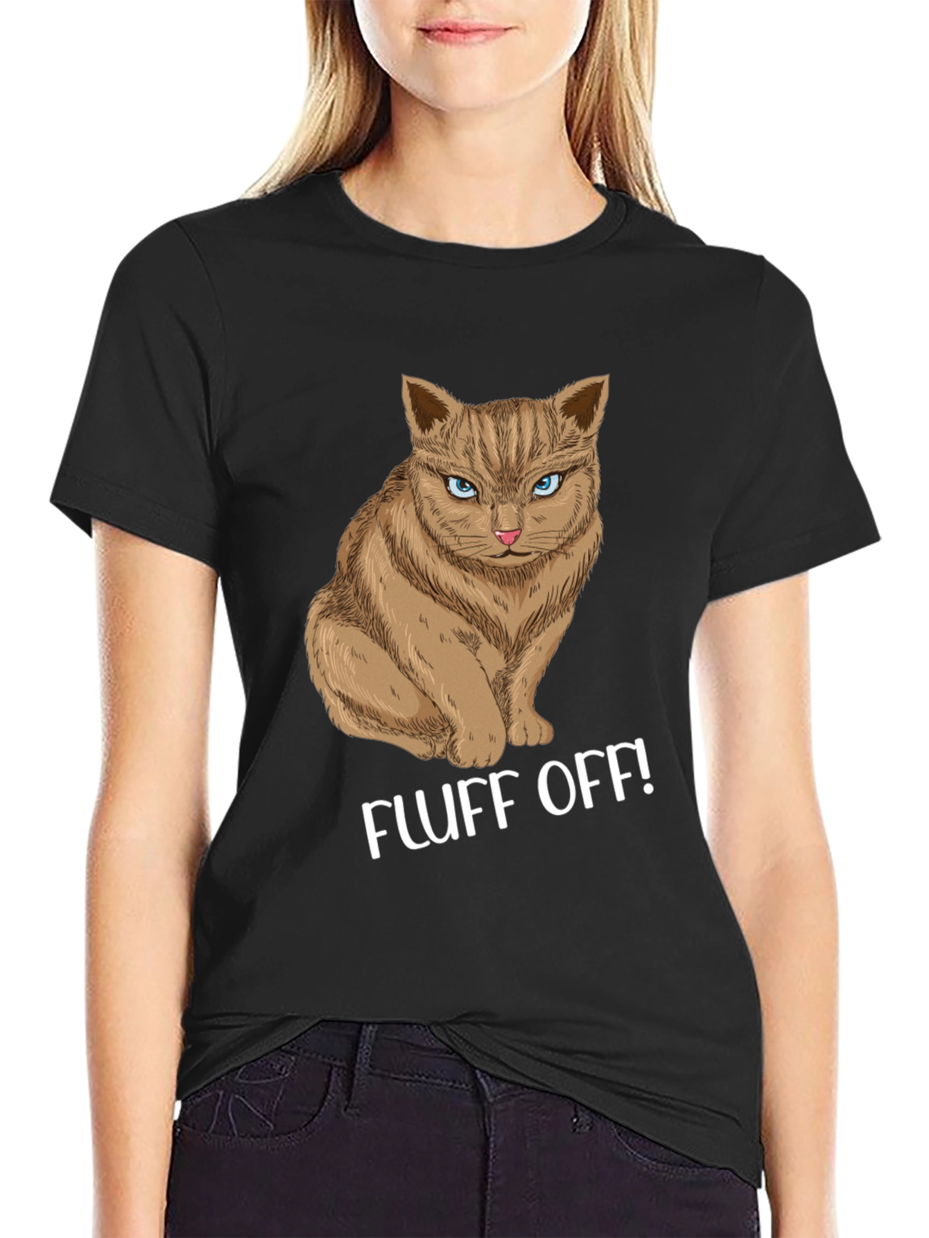Black Fluff Off! Cat Graphic Tee view 2