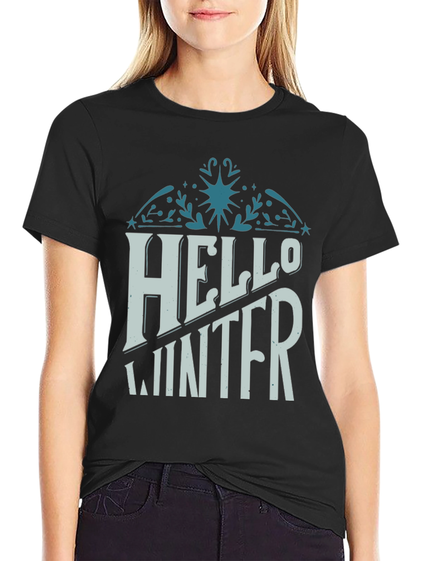 Black Hello Winter Graphic Tee view 2